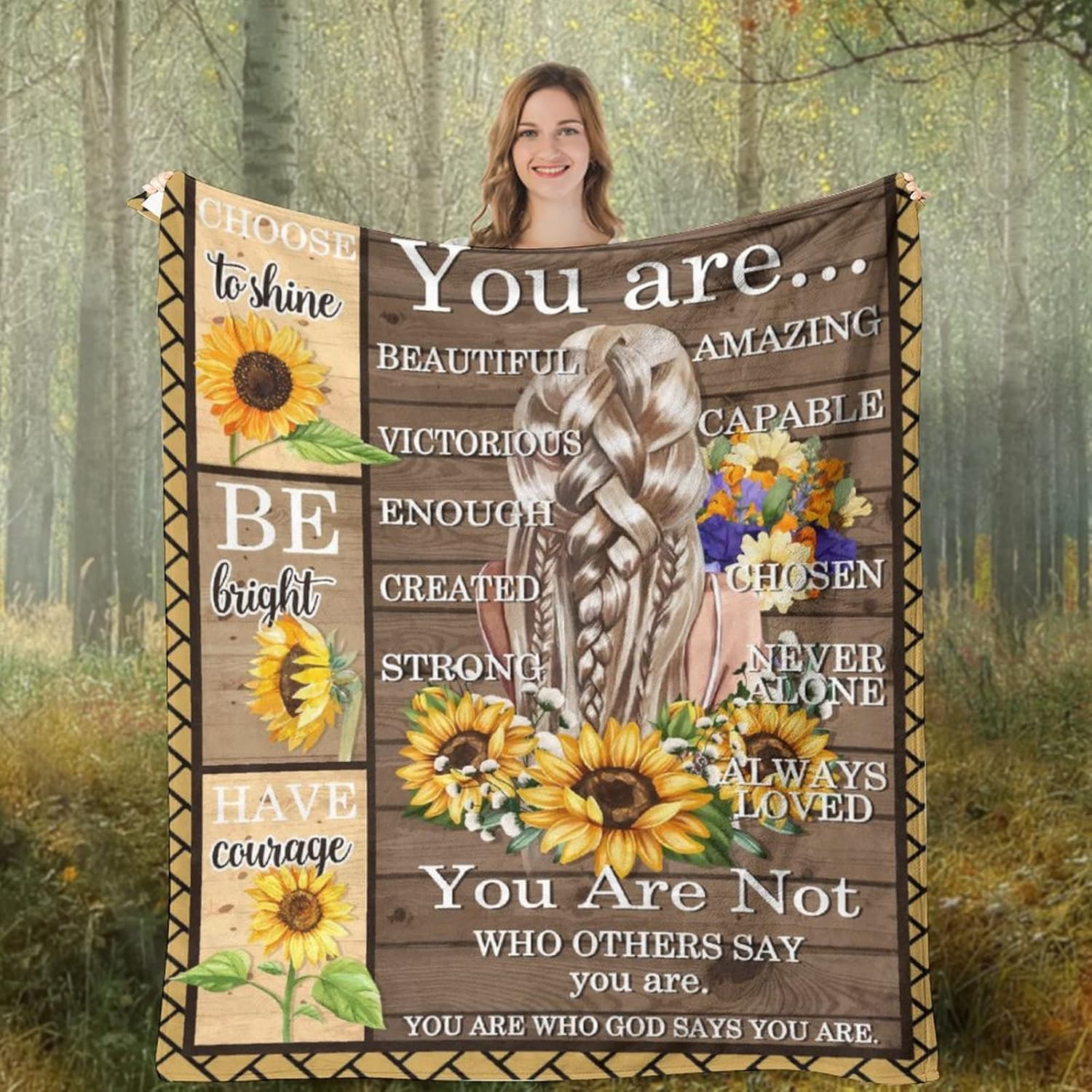 Manta de girasol con texto en inglés “God Says You are”, para mujeres, niños y niñas, regalo de franela suave y ligera, para sofá, decorativa, 50 x