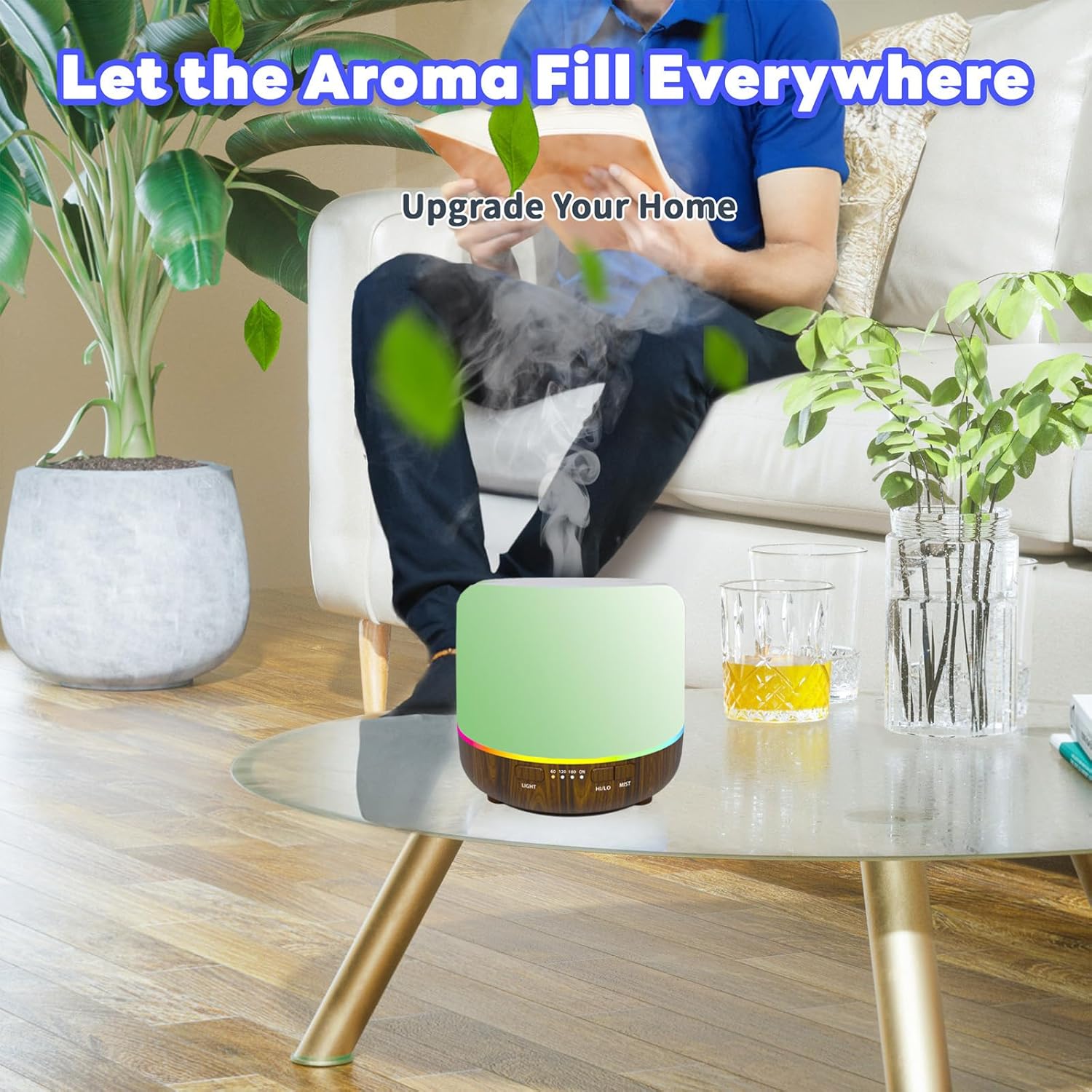 Mini difusor de aceite esencial de aroma de 6.8 fl oz, humidificadores ultrasónicos de niebla fría y difusor de aromaterapia 3 en 1 con luces