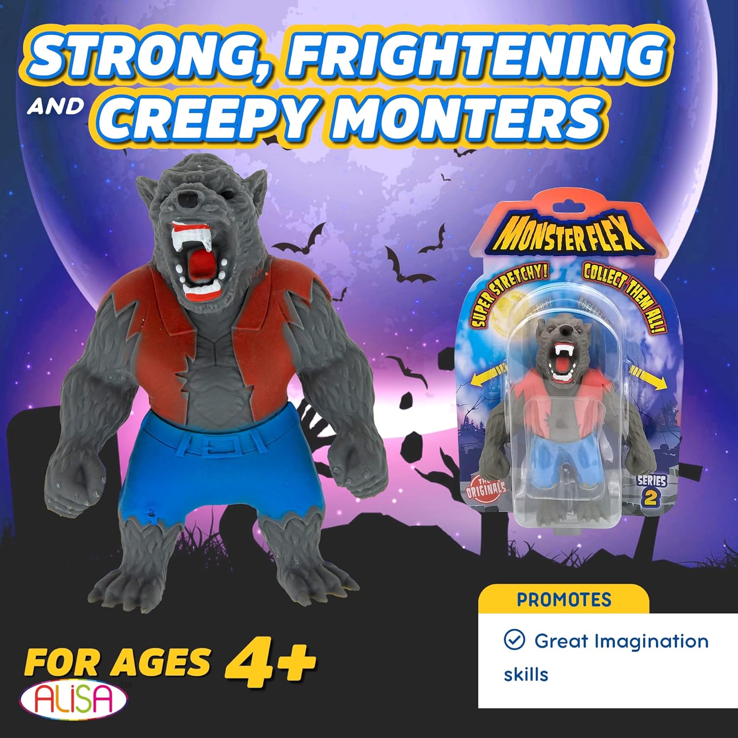 Monster Flex – Juguetes elásticos para niños y niñas, juego de 2, monstruos elásticos espeluznantes, juguetes elásticos para niños, regalos de
