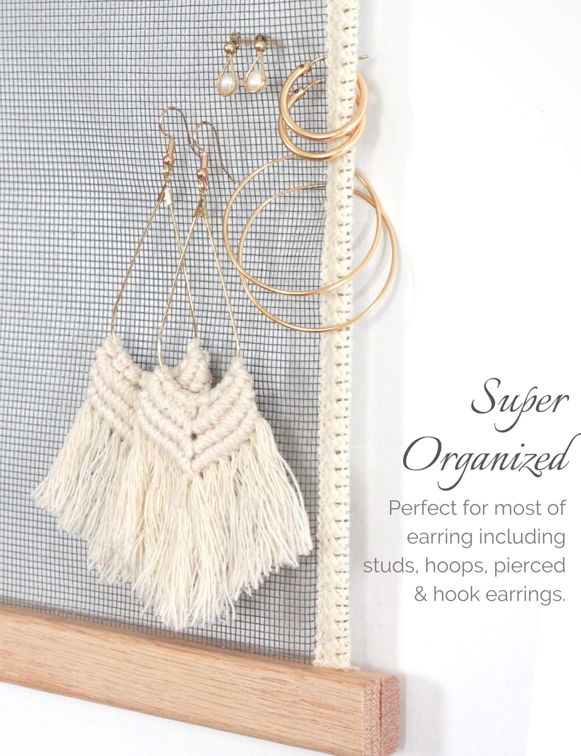 Organizador de aretes para pared para exhibir joyería organizador para mujer.