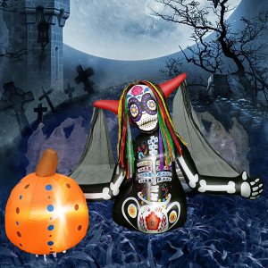 Inflables de Halloween de 6 pies, esqueleto zombi de calabaza, fantasma de mujer aterradora del día de los muertos, luces LED, a prueba de clima, Inflables de Halloween de 6 pies, esqueleto zombi de calabaza, fantasma de mujer aterradora del día de los muertos, luces LED, a prueba de clima,
