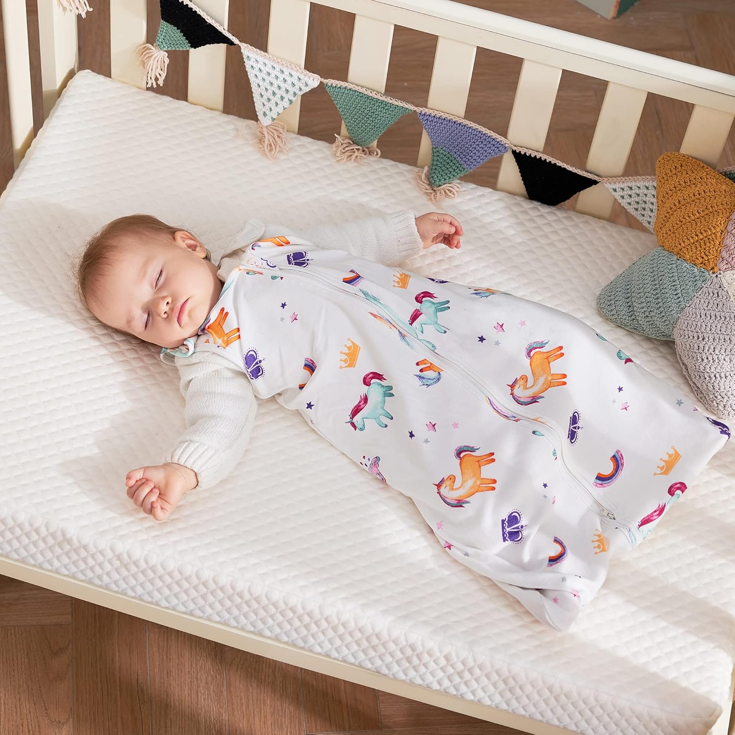 TILLYOU TOG 1 – Saco de dormir de algodón, 2 unidades, manta para bebé con cremallera de 2 vías, saco de dormir extrasuave sin mangas para bebés, de