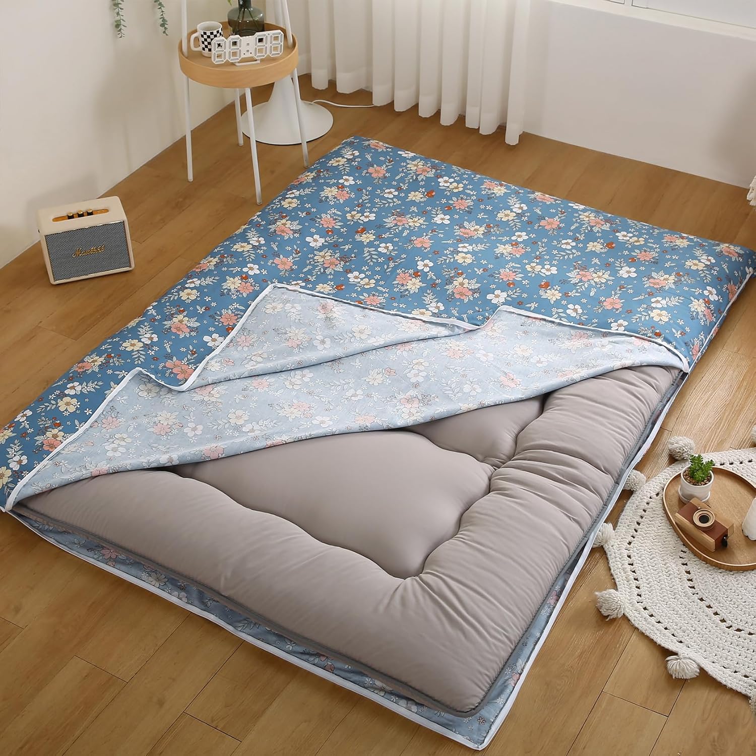 Funda de colchón para colchones japoneses tradicionales de futón, con cremallera, lavable a máquina, funda de colchón tatami tamaño individual,