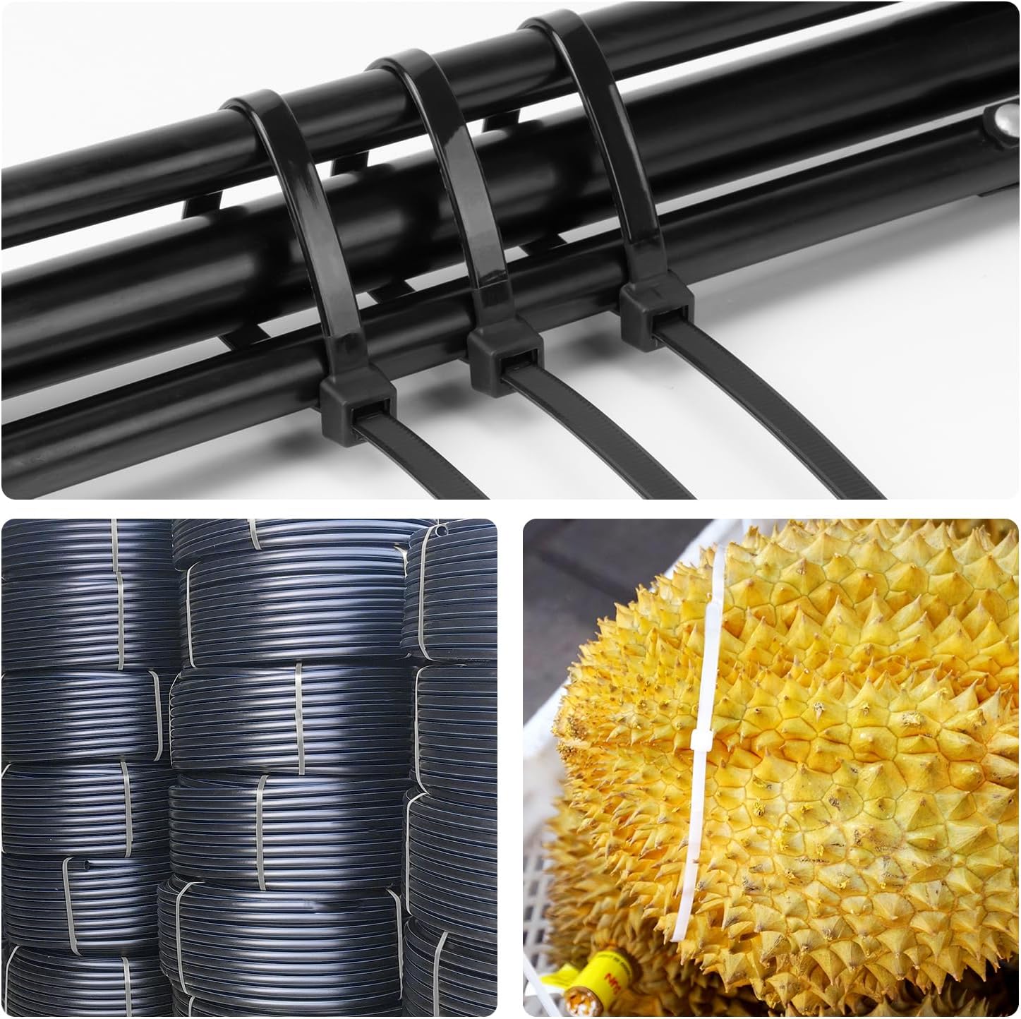 Armpow Bridas negras de 48 pulgadas para cables resistentes, paquete de 50 unidades, 200 libras, ultra exclusivas, bridas de plástico fuertes,