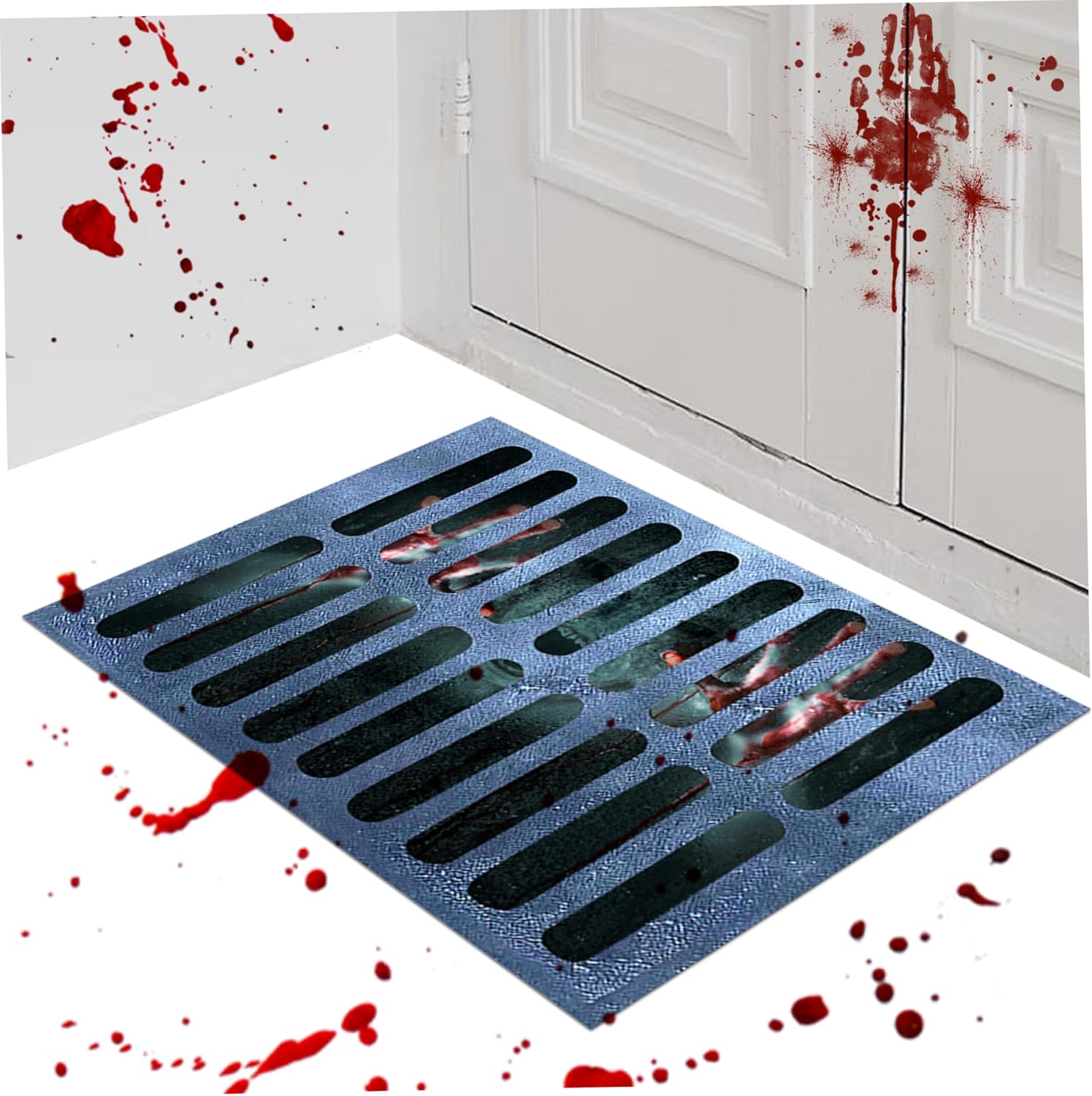 Tapete de Halloween para puerta, de 19.7 x 31.5 in, tapete de bienvenida de Halloween 3D, tapete de entrada espeluznante antideslizante para