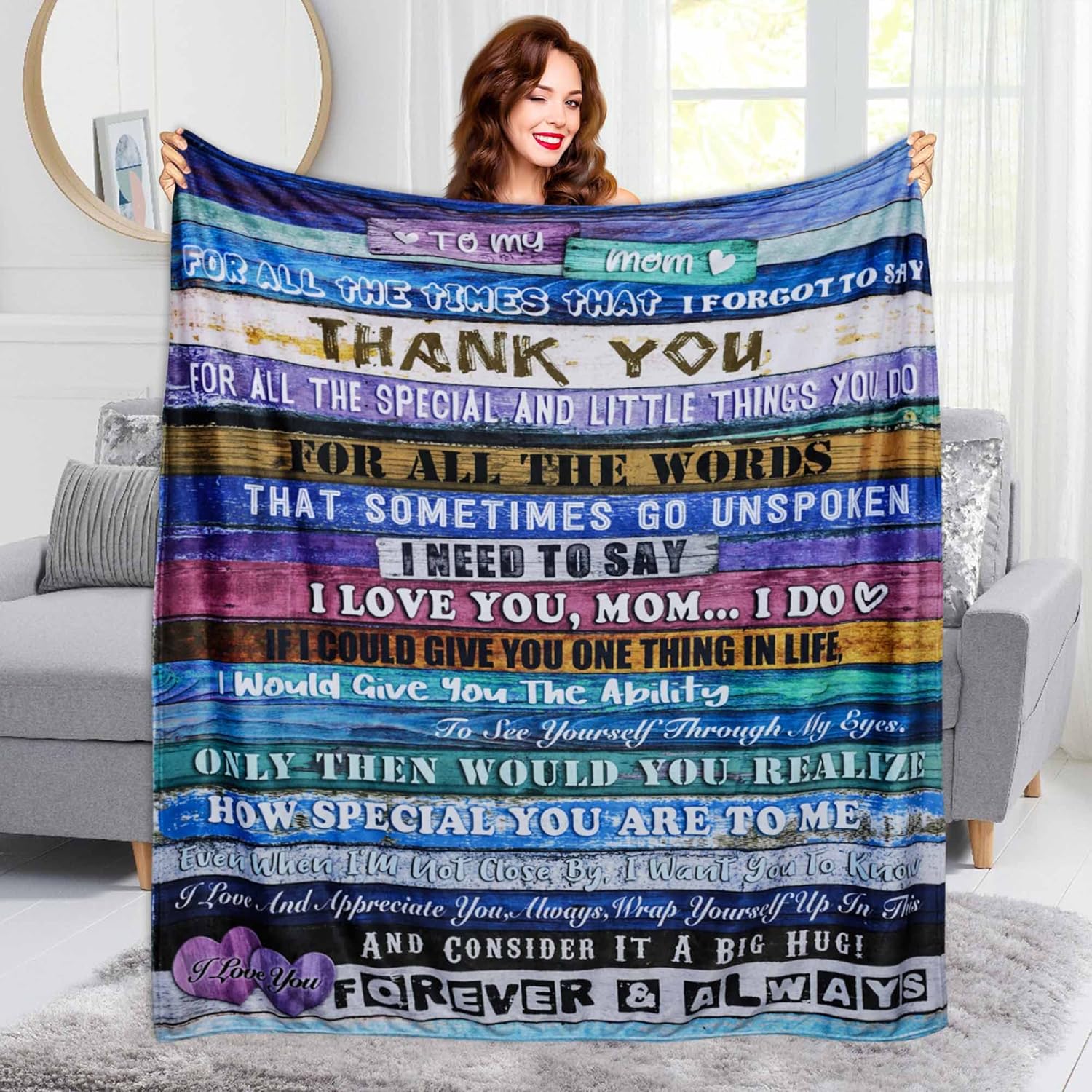 Manta con texto en inglés “To My Mom”, para maravillosos regalos de cumpleaños para mamá, manta de cama de franela suave, regalo para mamá, regalos