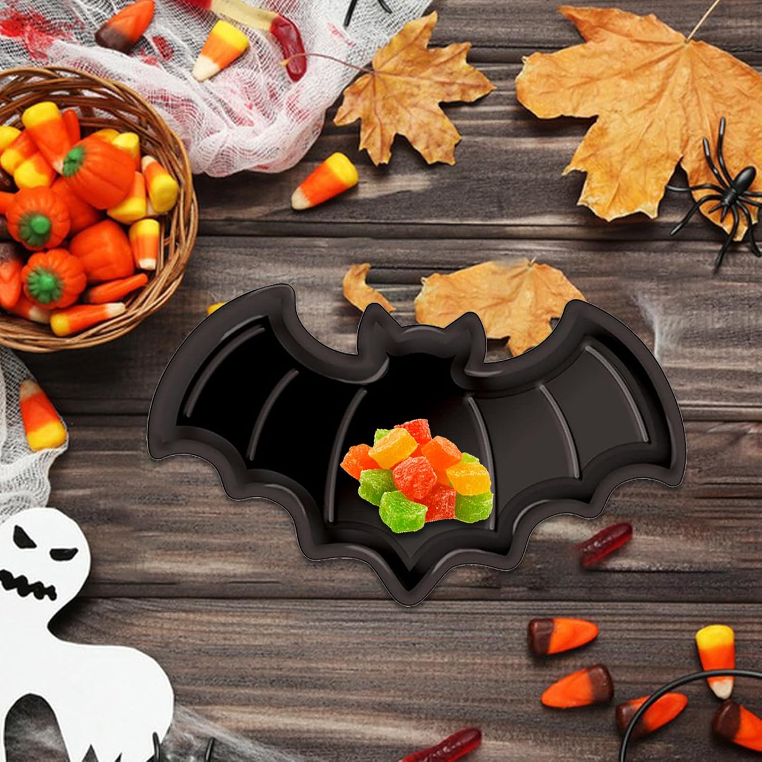 Cuenco para dulces de Halloween, bandeja de aperitivos de calabaza, plato decorativo de Halloween para interiores y exteriores, decoración de