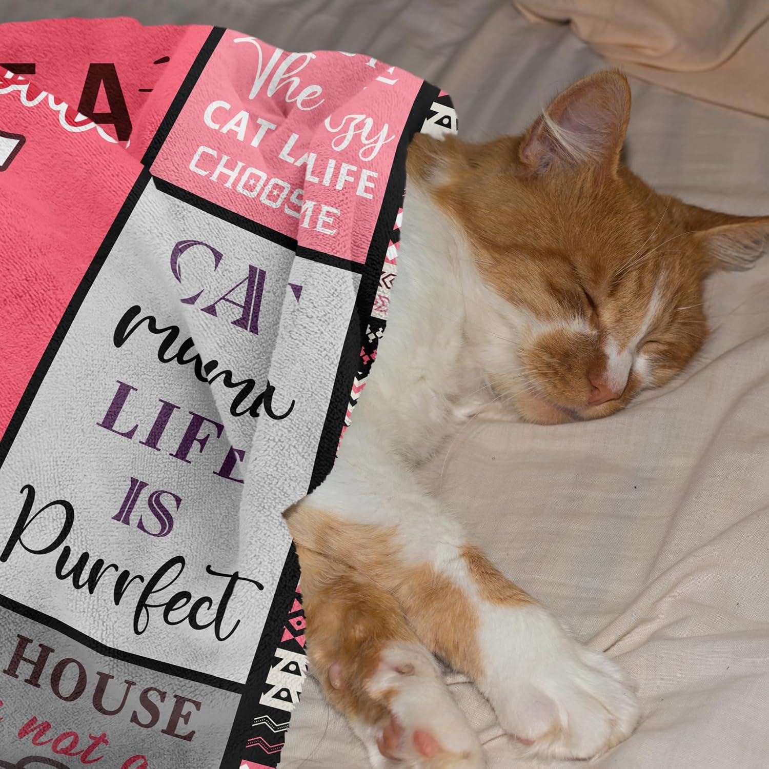 Manta de regalo para mamá de gato de 60 x 50 pulgadas, regalos de mamá de gato para mujeres, amantes de los gatosregalos de dama para mujeres,