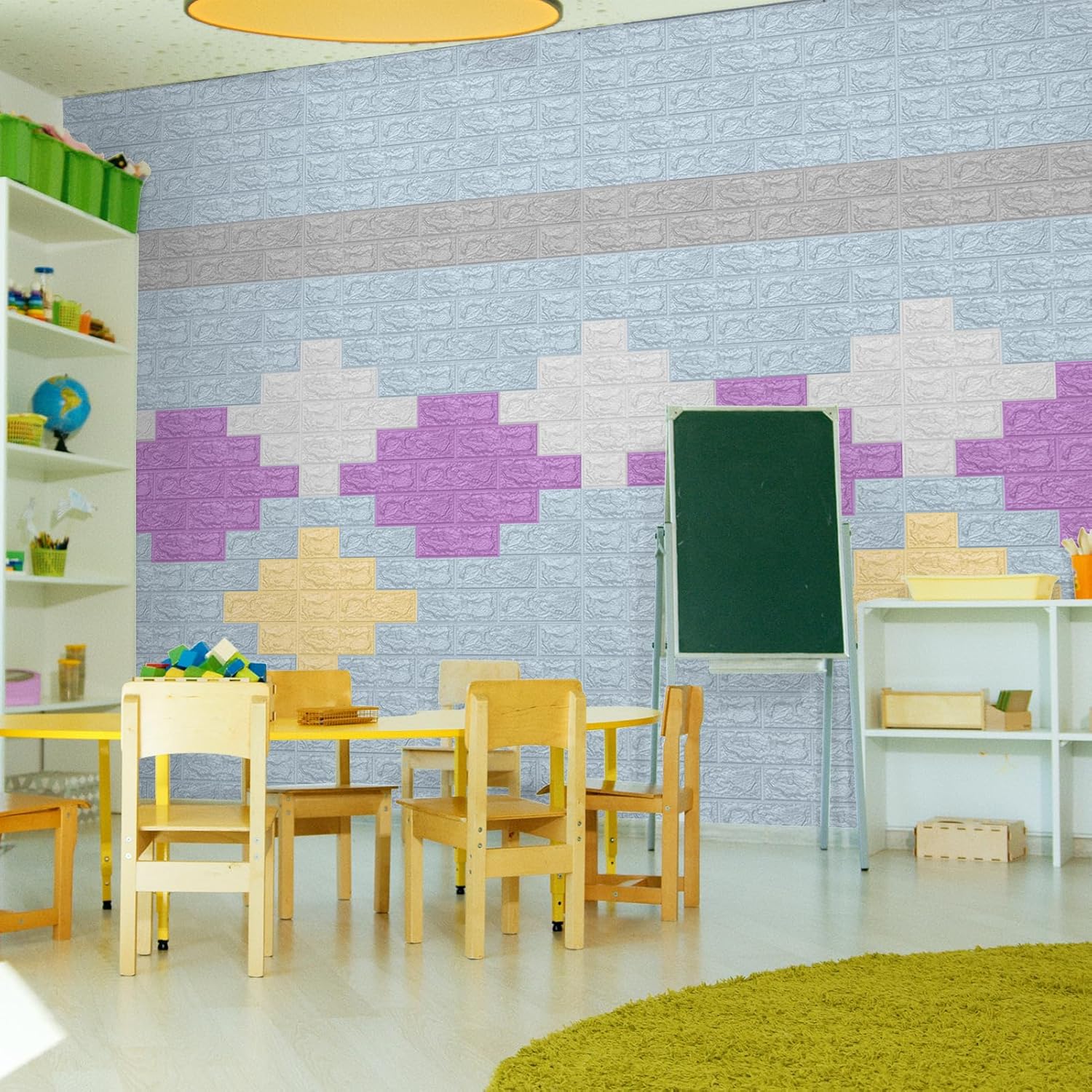 Art3d Paneles de pared de ladrillo de espuma autoadhesivos 3D de 29 pies cuadrados, color azul (paquete de 5)