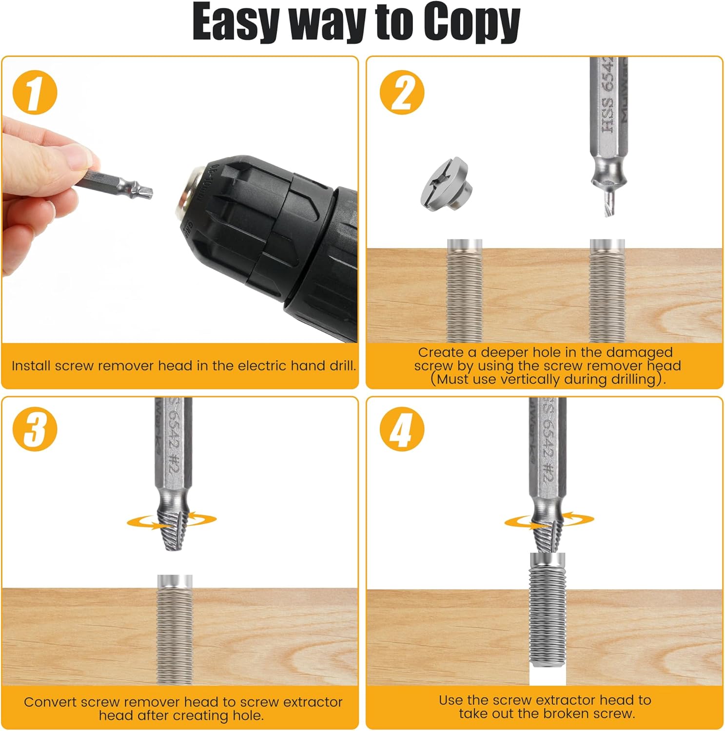 Regalos para hombres, juego de extractor de tornillos dañados, herramienta de extracción de tornillos pelados de alta velocidad para tuercas y