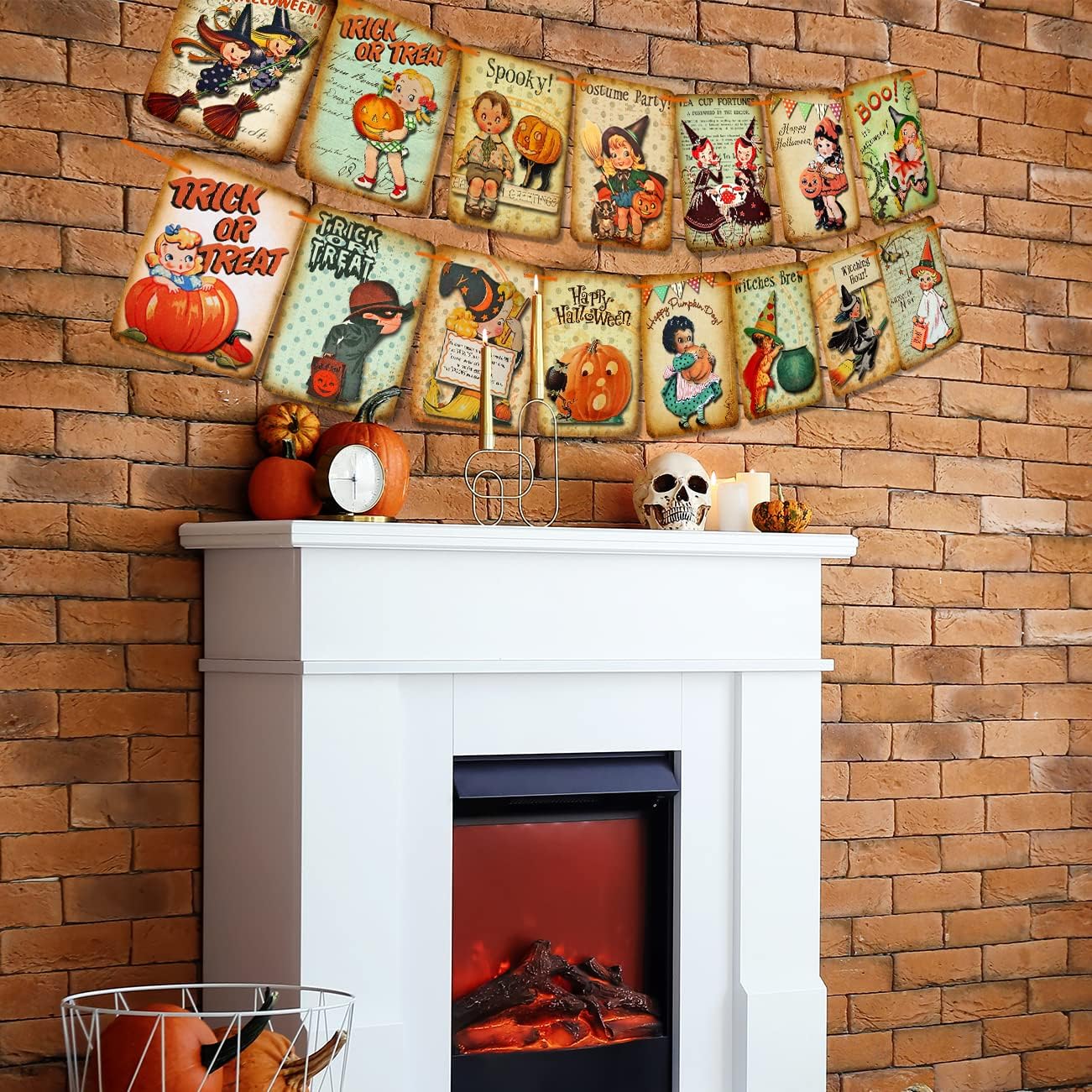 Decoración navideña de Halloween, pancarta de truco o trato, pancarta colgante de calabaza de estilo vintage de Halloween, decoración del hogar,