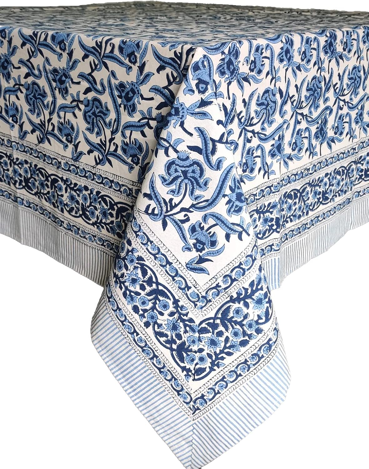 ATOSII – Mantel ‘Midnight Bloom’ 100% algodón, mantel de lino estampado a mano para cocina, mesa de comedor, mesa, fiestas, boda, primaveraverano