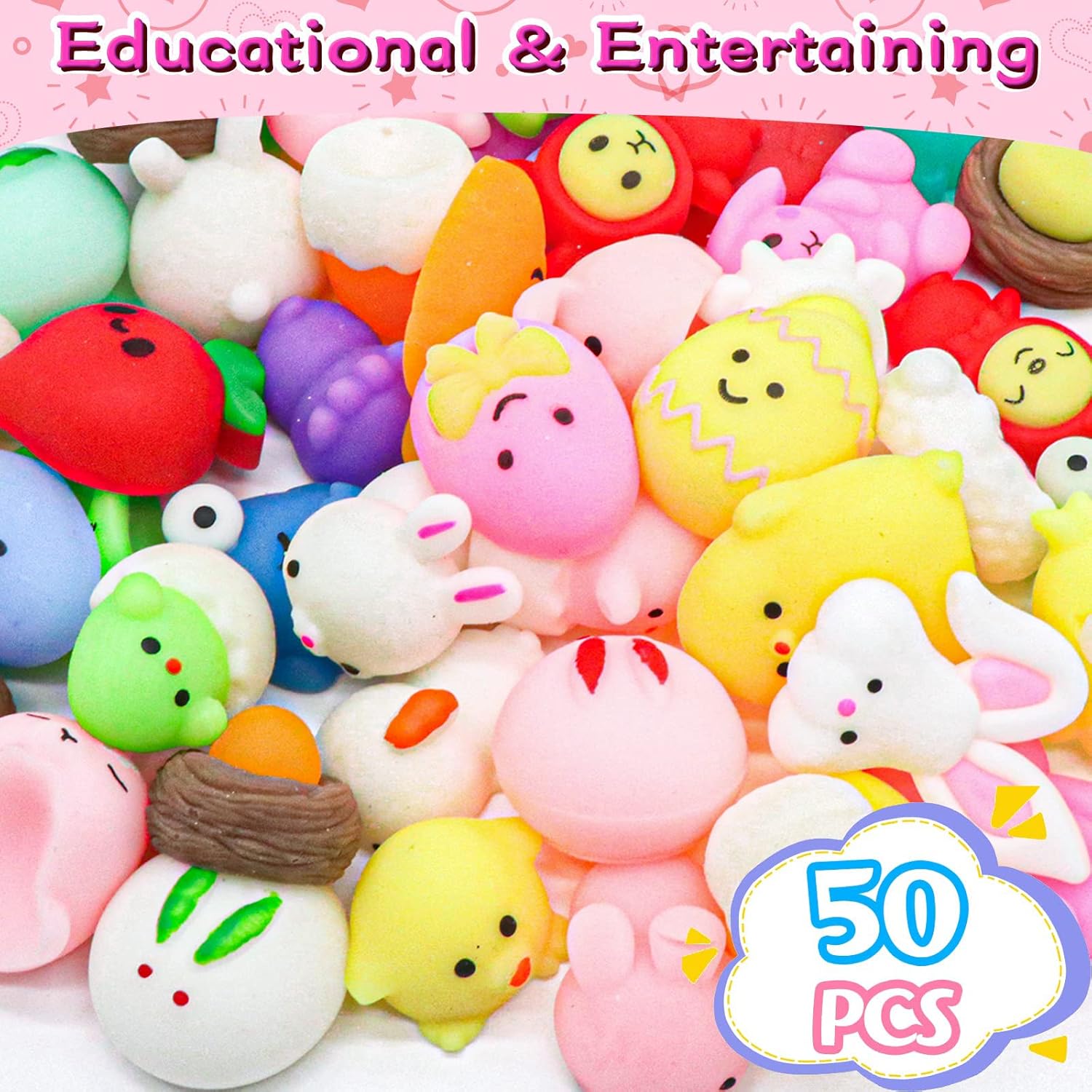 50 juguetes esponjosos Mochi de Pascua para aliviar el estrés para niños y niñas, regalos de fiesta de Pascua, ideales para niños