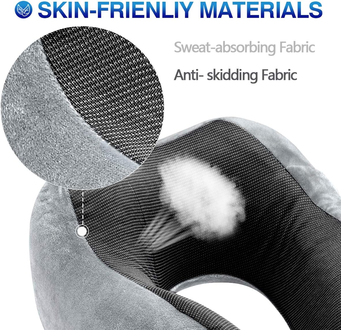 DYD Almohada de viaje de espuma viscoelástica para el cuello para avión, funda de terciopelo lavable, almohada ergonómica de apoyo para el cuello