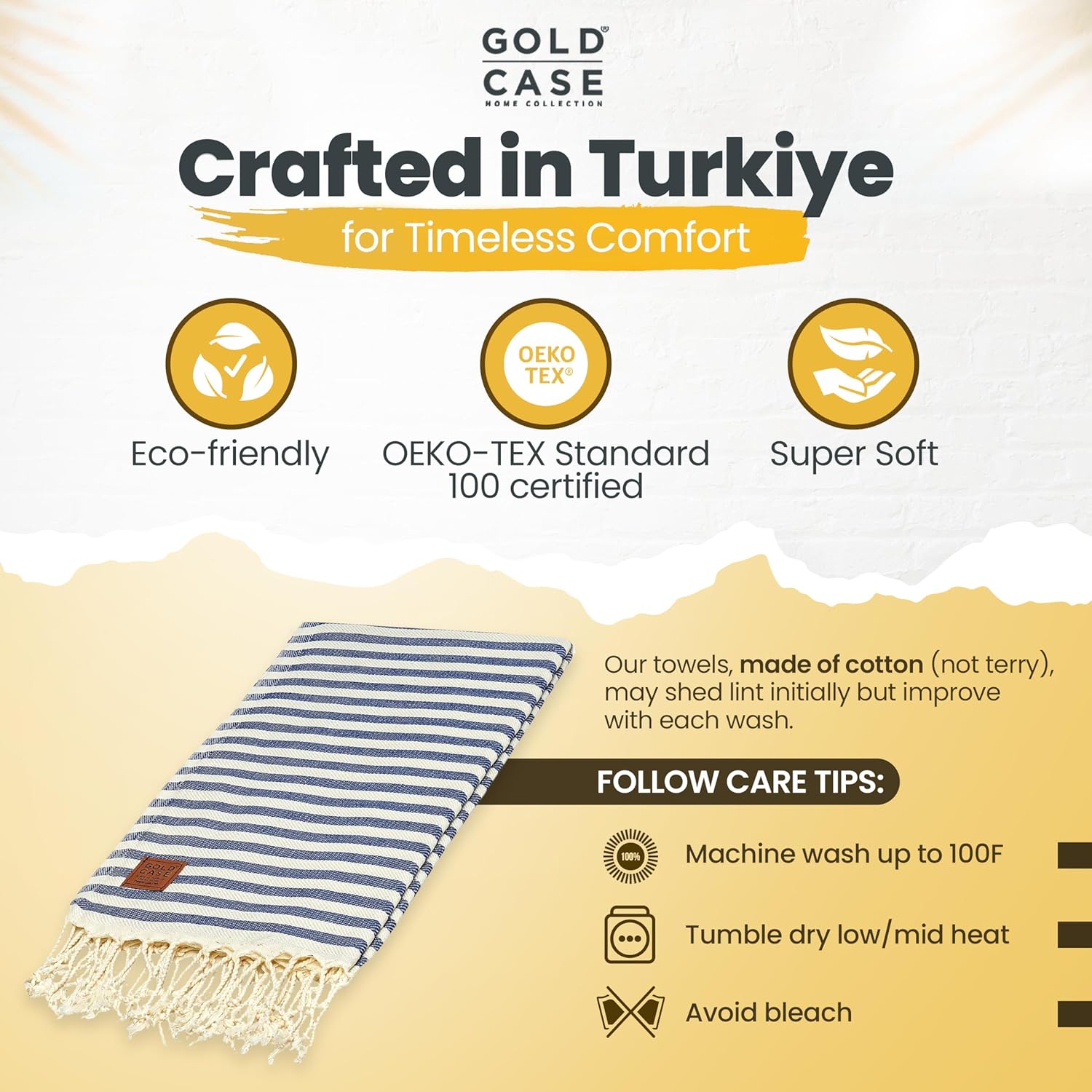 GOLD CASE – Toalla turca de playa pestemal XXL 100% algodón, multiuso, de secado rápido, práctica para baño, yoga, piscina, gimnasio, manta, etc. 39