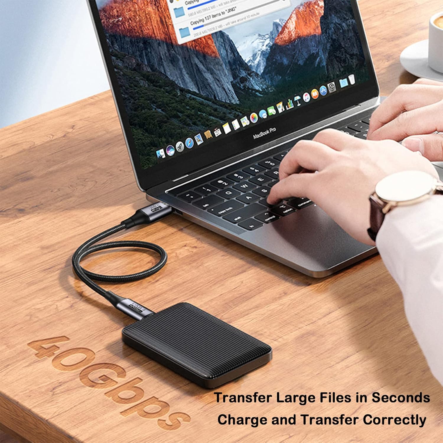 Cable USB C Thunderbolt 4 (1.6 pies, paquete de 2), cable USB C a C compatible con Thunderbolt 43, USB 4, carga de 100 W, pantalla 8K, transferencia