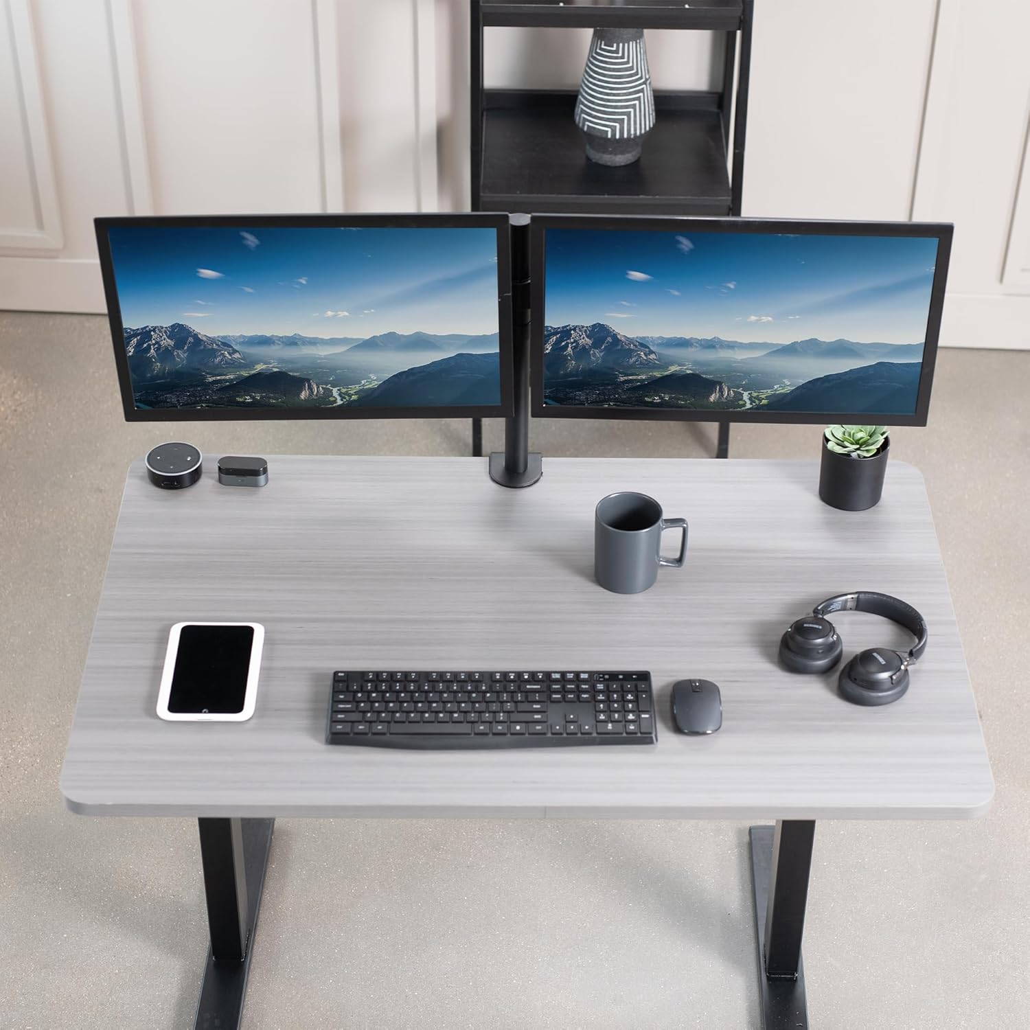 VIVO DESK-TOP48-30G – Mantel universal de una pieza de 48 x 30 pulgadas para marcos de escritorio estándar y sentados a pie, altura ajustable, color