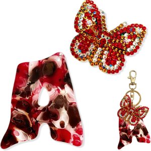 YOYA Llavero de pintura de diamante de mariposa, llavero de letra inicial para mujeres y niñas, bricolaje de doble cara de taladro completo de YOYA Llavero de pintura de diamante de mariposa, llavero de letra inicial para mujeres y niñas, bricolaje de doble cara de taladro completo de