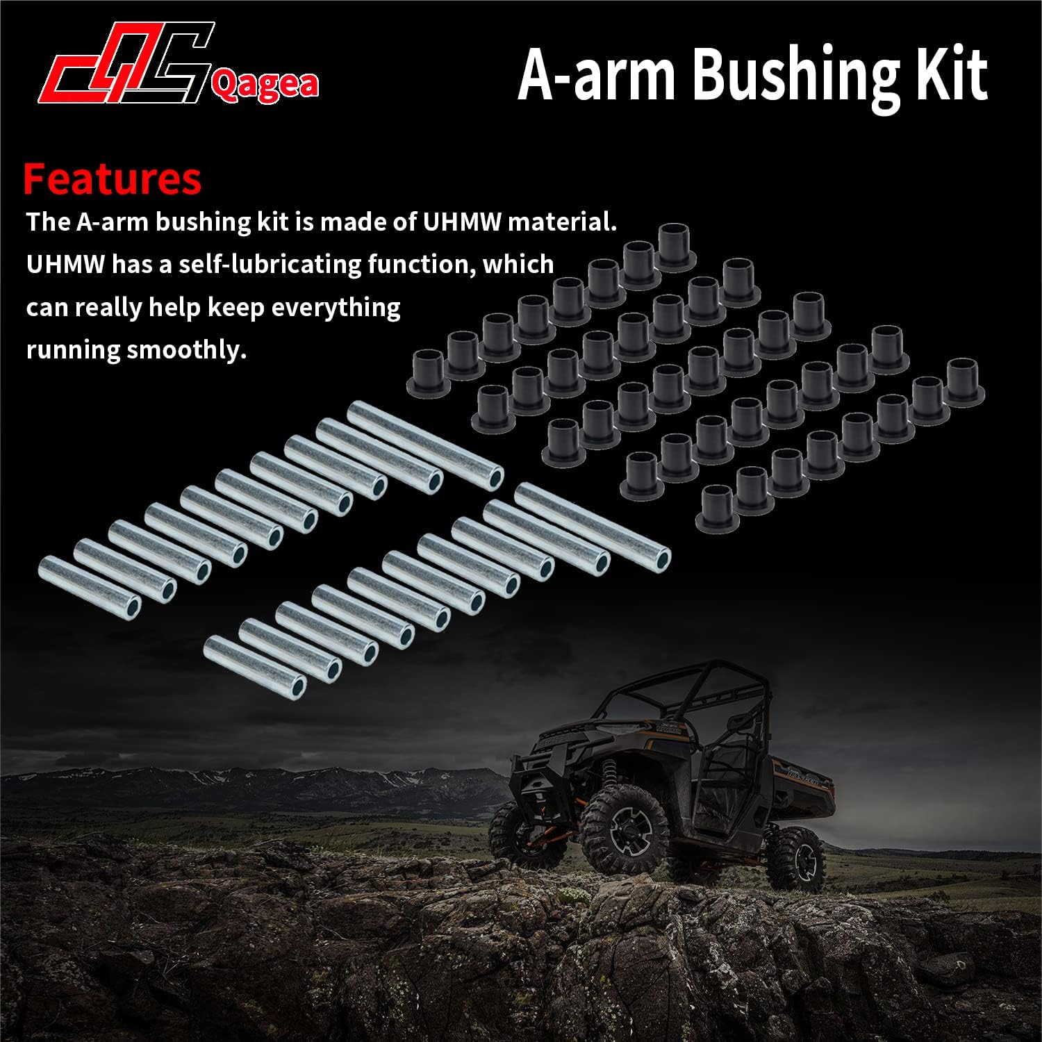 Kit de bujes de brazo de control de brazo de control de brazo A resistente de repuesto para Polaris Ranger 2010-2014 tamaño completo XP 800