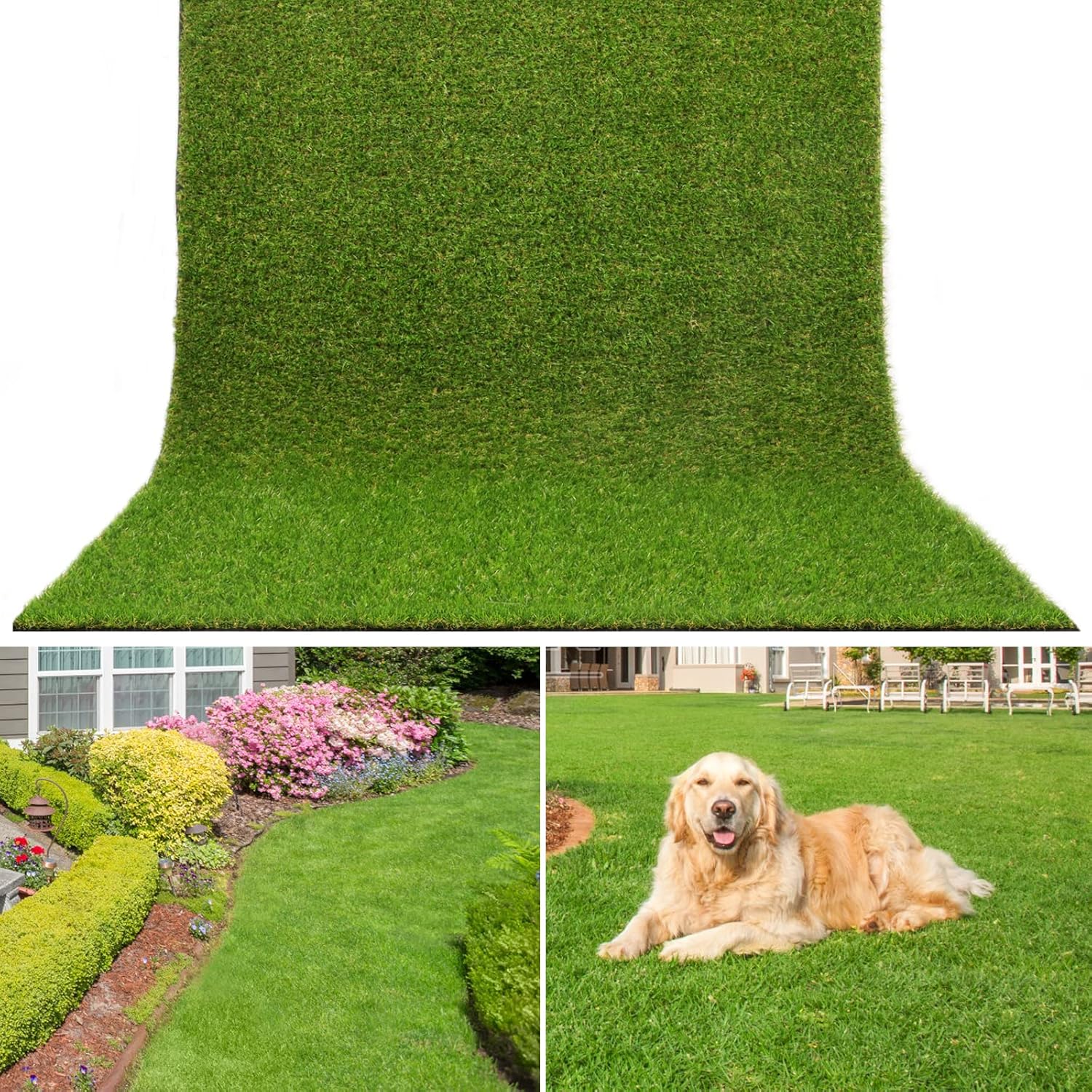 AYOHA – Césped artificial de 8 pies x 12 pies, césped sintético realista falso para mascotas, alfombra de césped grueso para mascotas, alfombra de