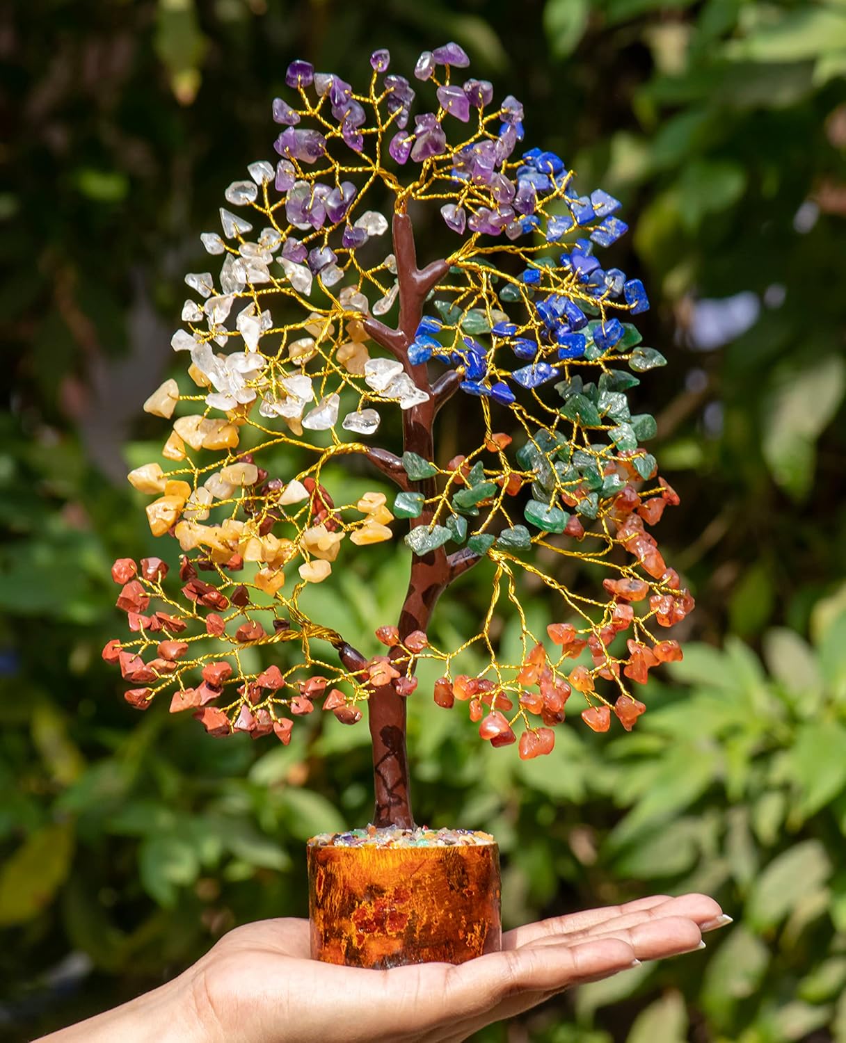 ZAICUS Árbol de los siete chakras, árbol artificial, cristales y piedras curativas, cristales, árbol del dinero, decoración de cristal, cristales