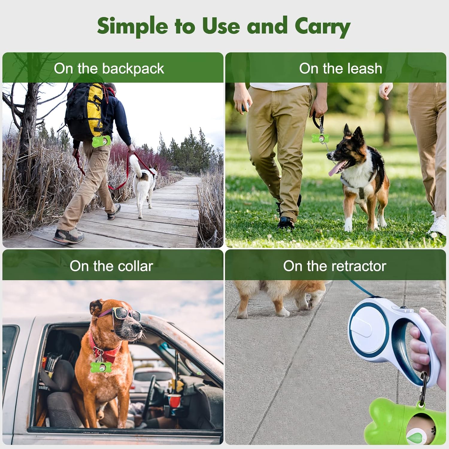 Katoggy Bolsas para excrementos de perro, 8 rollos, 120 unidades, 9 x 13 pulgadas con dispensador, extra gruesas, a prueba de fugas, bolsas