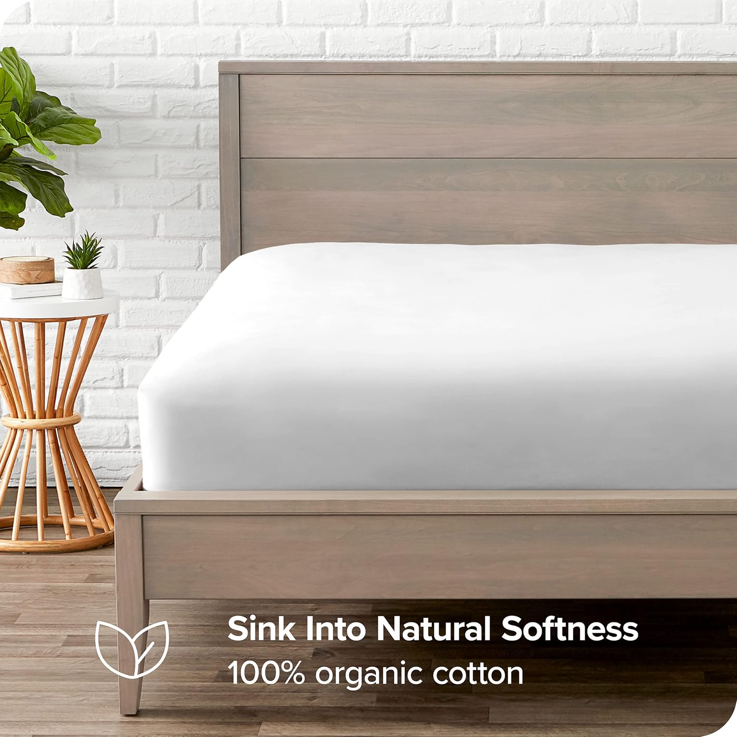 Bare Home Sábana bajera de satén 100 % algodón orgánico, tejido satinado suave, cálida y lujosa, sábana bajera inferior, sábana bajera de bolsillo