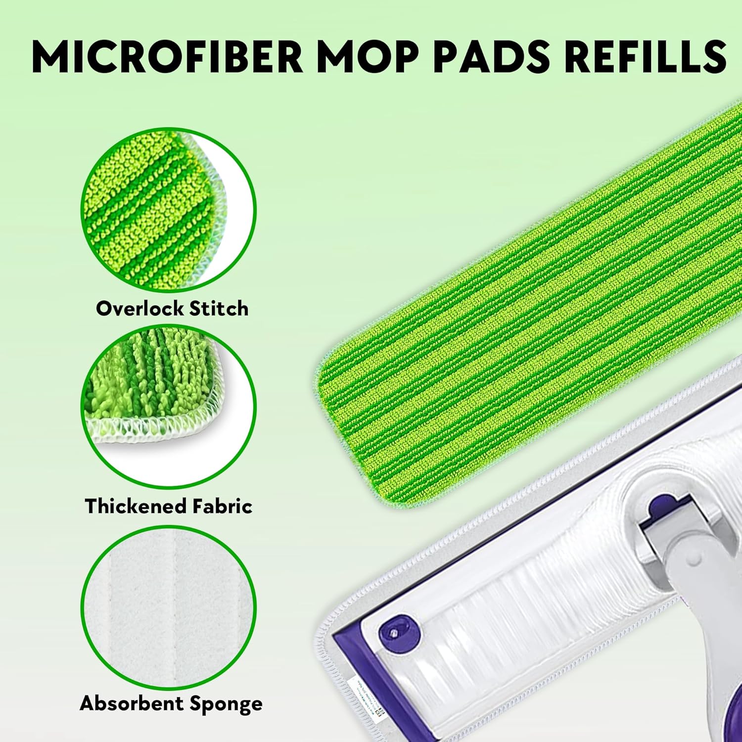 POPTEN – Almohadillas reutilizables para trapeador Swiffer PowerMop, almohadillas de microfibra de 15 pulgadas, repuestos de mopa eléctrica lavables