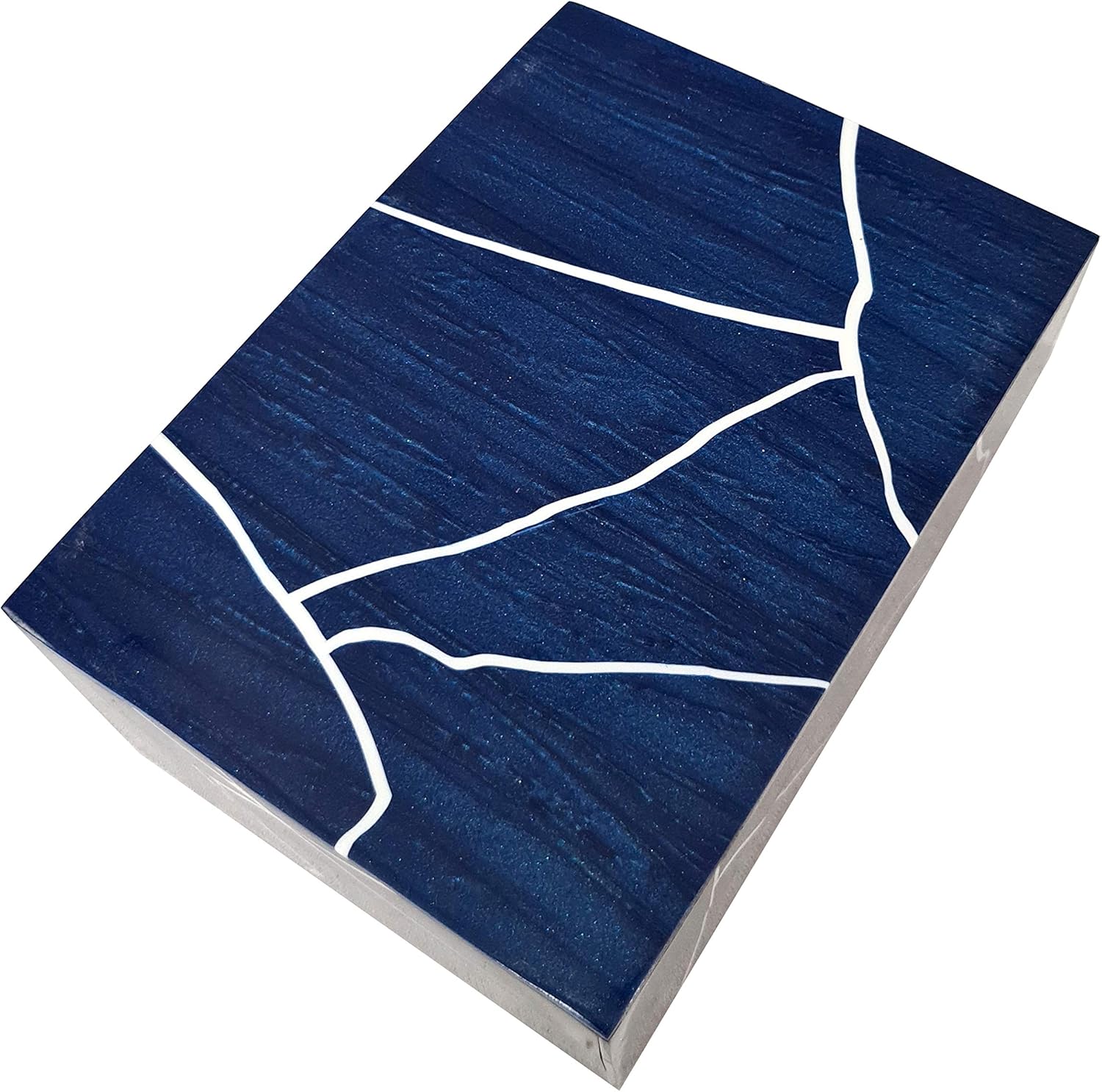 collectiblesBuy Caja rectangular de almacenamiento y joyería decorativa hecha a mano con incrustaciones de hueso vintage natural – azul