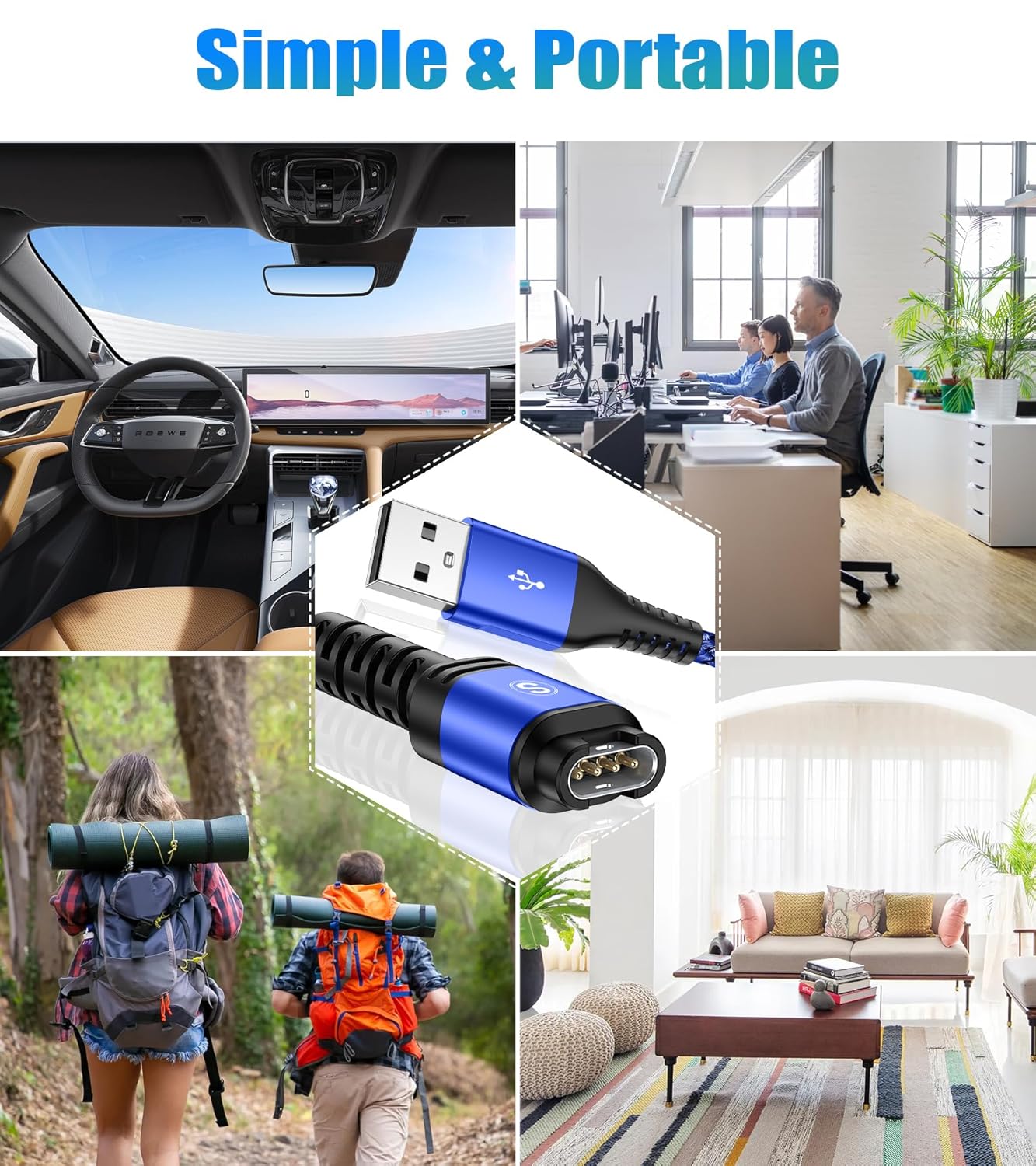 Garmin – Cable cargador de reloj 2 unidades, 4 pies compatible con Garmin Fenix 5 5S 5X 6 6S 6X Plus Pro 7 7S 7X, Forerunner 945 45 45S 245 Music,