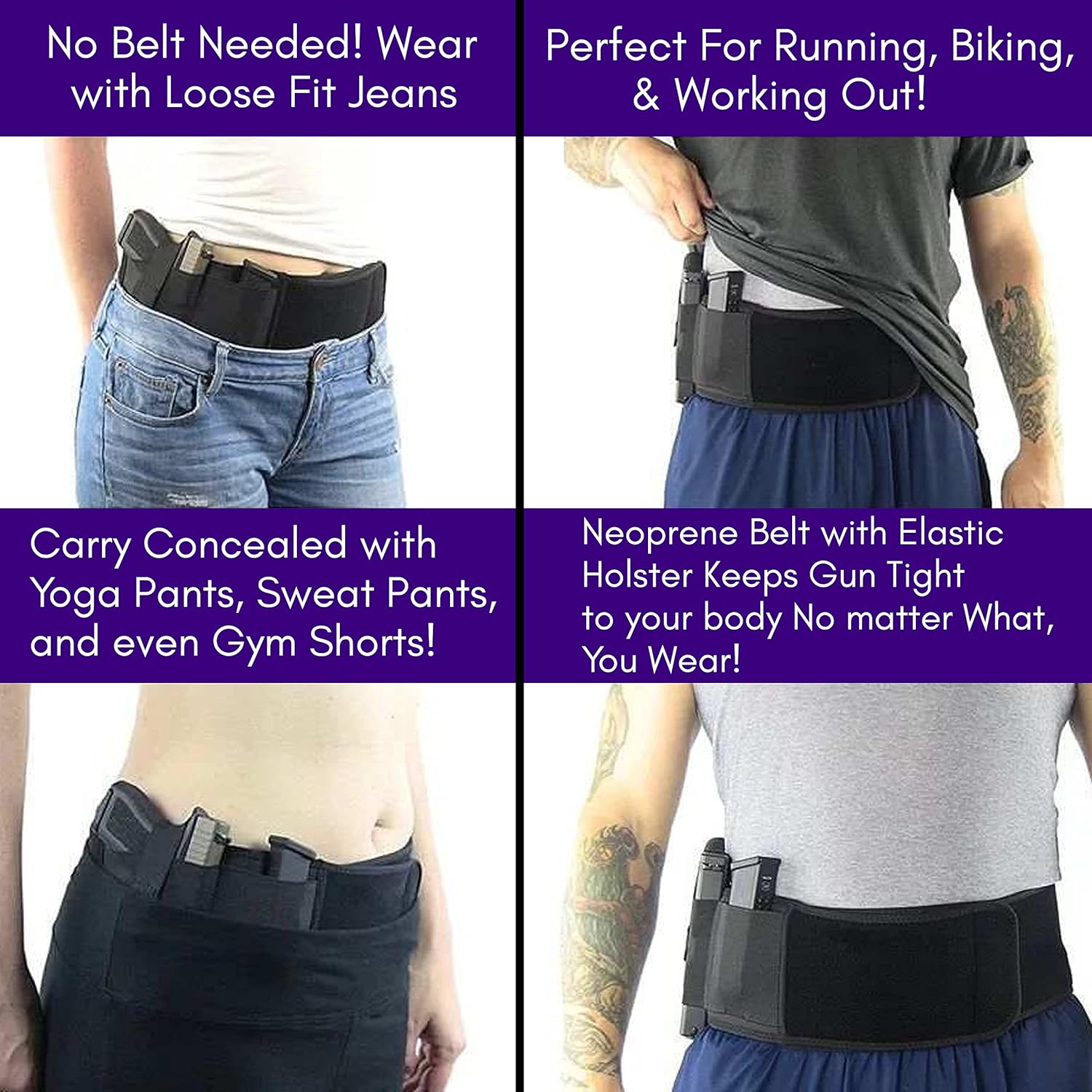 Funda de banda para el vientre para transporte oculto, para hombres y mujeres, funda elástica transpirable para la mayoría de pistolas y revólveres,