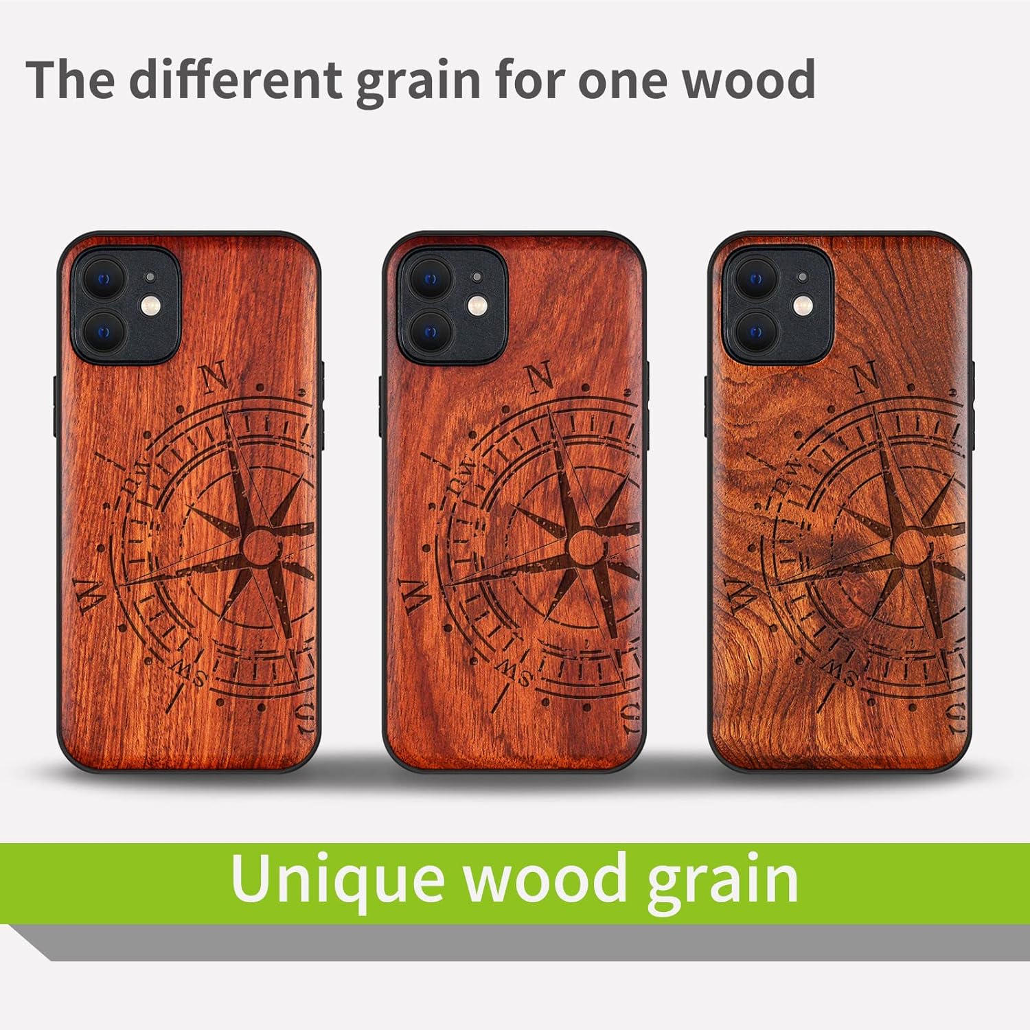 Carveit Funda magnética de madera para iPhone 12 madera natural y TPU suave negro a prueba de golpes, funda protectora única y elegante de madera