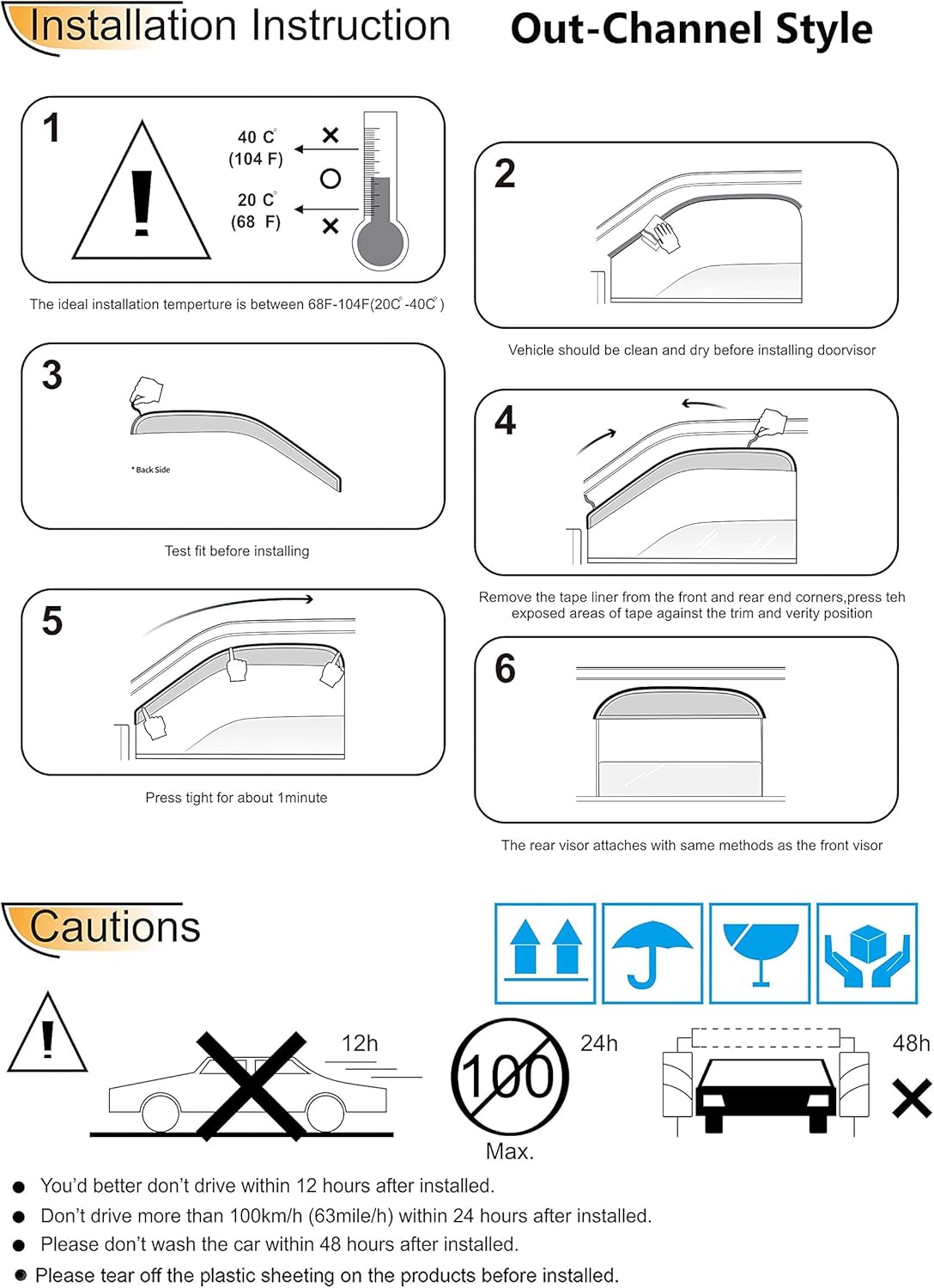 94117 Deflector de ventilación de viento para ventana lateral, 4 unidades de protector de lluvia de humo oscuro para Jeep Commander 2006-2010