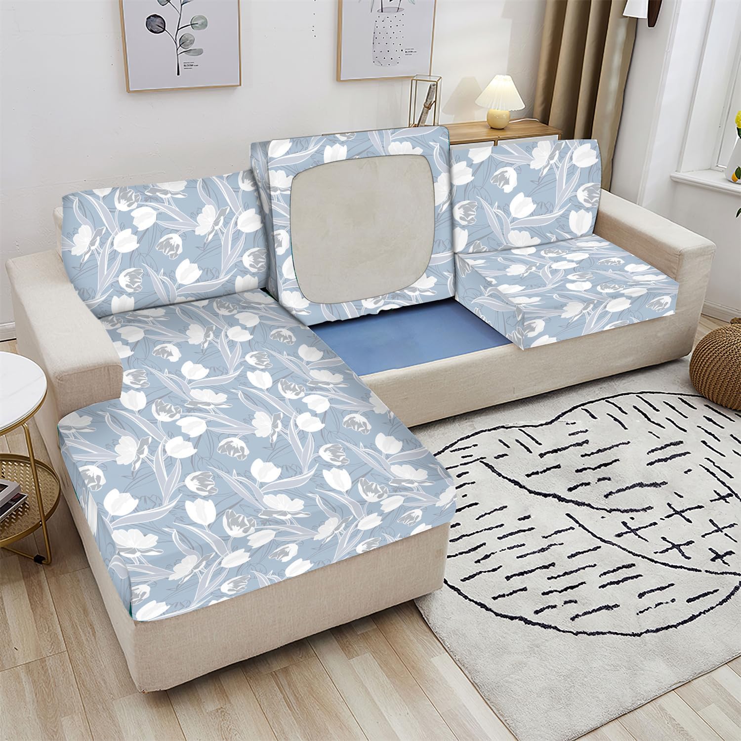 CRFATOP Fundas de cojín elásticas para sofá individual estampadas, fundas de repuesto adecuadas para sillón, sofá biplaza con banda elástica, 2
