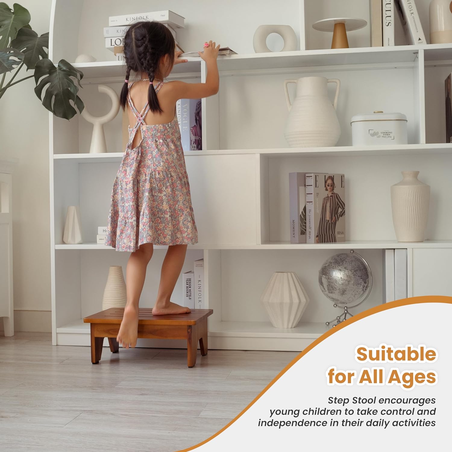 Holana Taburete One Step para adultos de 6.5 pulgadas, taburetes de madera para camas altas, taburete de seguridad de 550 libras, ayuda de baño para