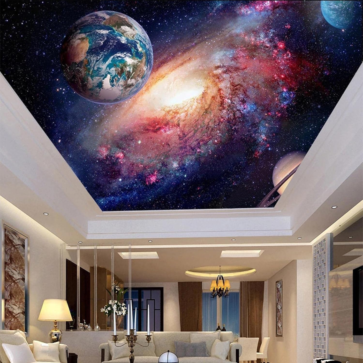 Beautiful Earth Wallpapers – Mural de pared grande 3D de espacio oscuro, removible, autoadhesivo, calcomanía de pared para niños, niñas, dormitorio,