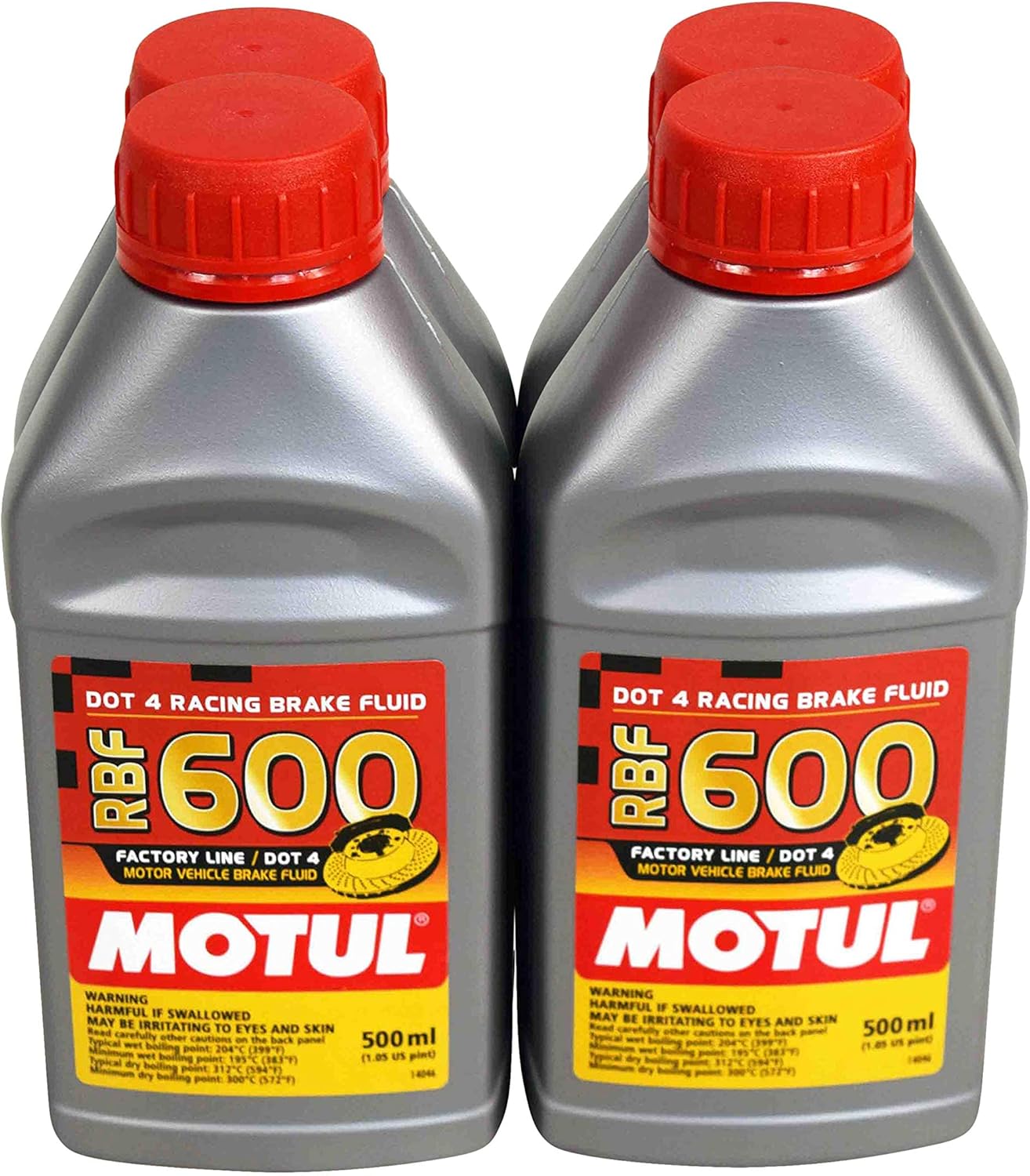 Motul MTL100949 8068HL RBF 600 Aceite de línea de fábrica Dot-4 100 % Sintético de Freno de Carrera – 500, 300 ml, 10 onzas líquidas, 4 botellas, 4
