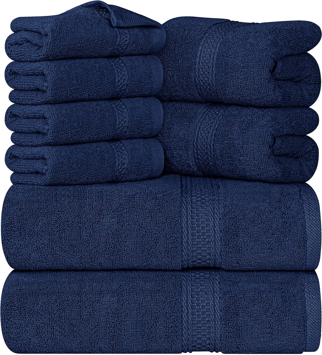 Utopia Towels – Juego de toallas de 8piezas, 2toallas de baño, 2toallas de mano y 4 para la cara, 100% algodón hilado en anillo, 600GSM,