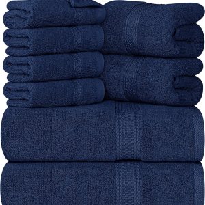 Utopia Towels – Juego de toallas de 8piezas, 2toallas de baño, 2toallas de mano y 4 para la cara, 100% algodón hilado en anillo, 600GSM, Utopia Towels – Juego de toallas de 8piezas, 2toallas de baño, 2toallas de mano y 4 para la cara, 100% algodón hilado en anillo, 600GSM,