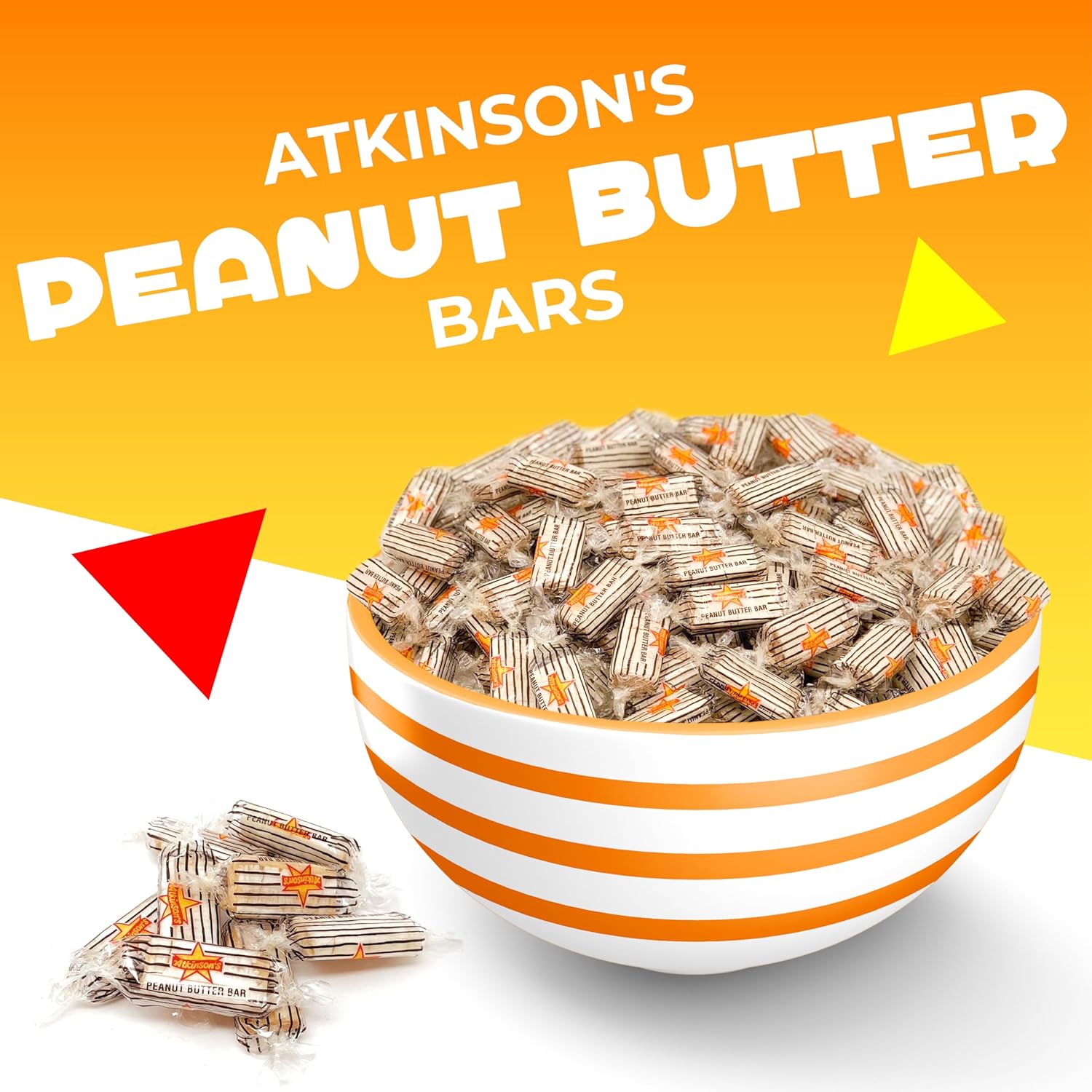 Atkinson’s – Barras de caramelo de mantequilla de maní, envueltas individualmente (bolsa de 1 libra – aproximadamente 60 unidades)