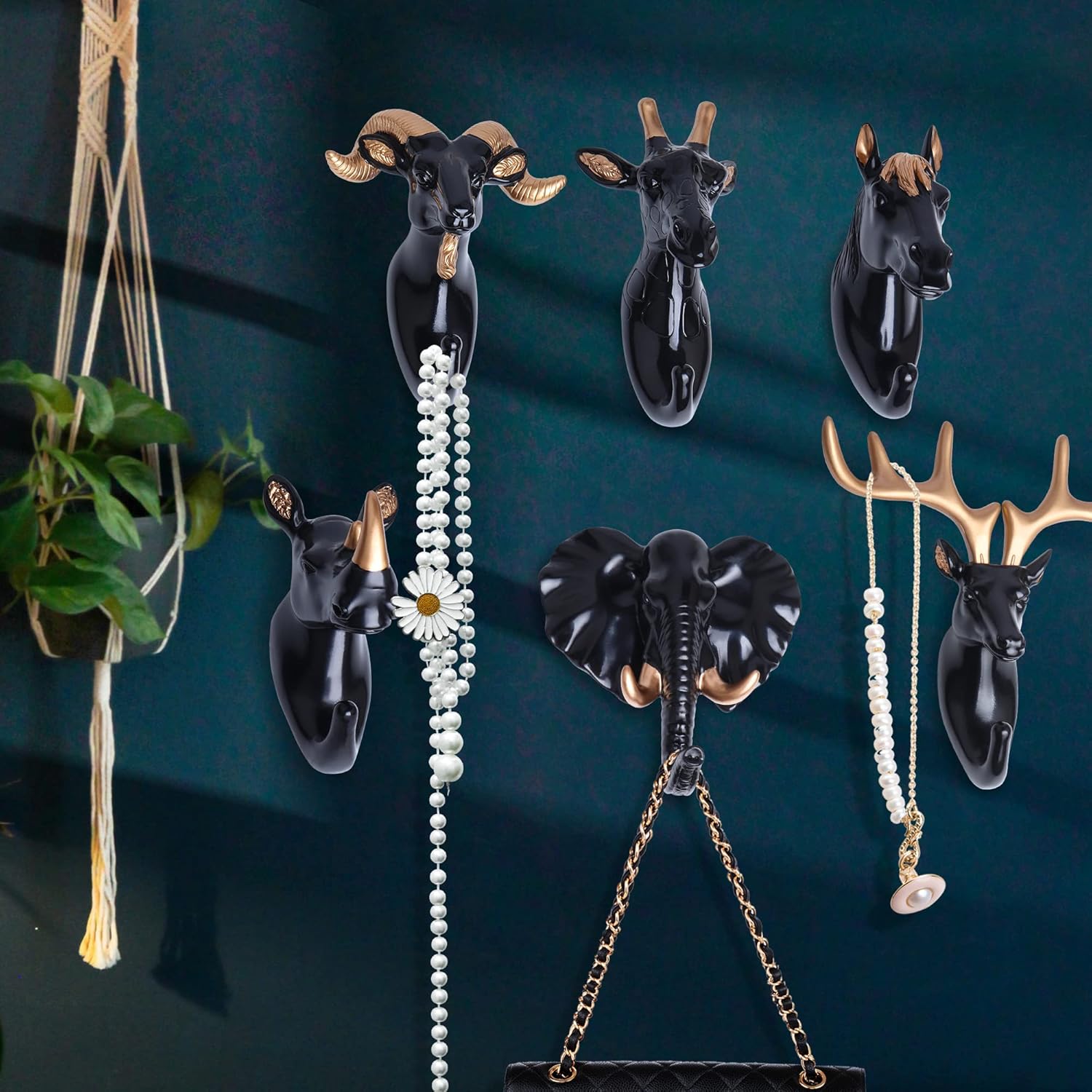 Goetland Paquete de 6 ganchos creativos de pared para colgar abrigos, bolsos, toallas, sombreros, llaves, animales, para entrada, baño, elefante,