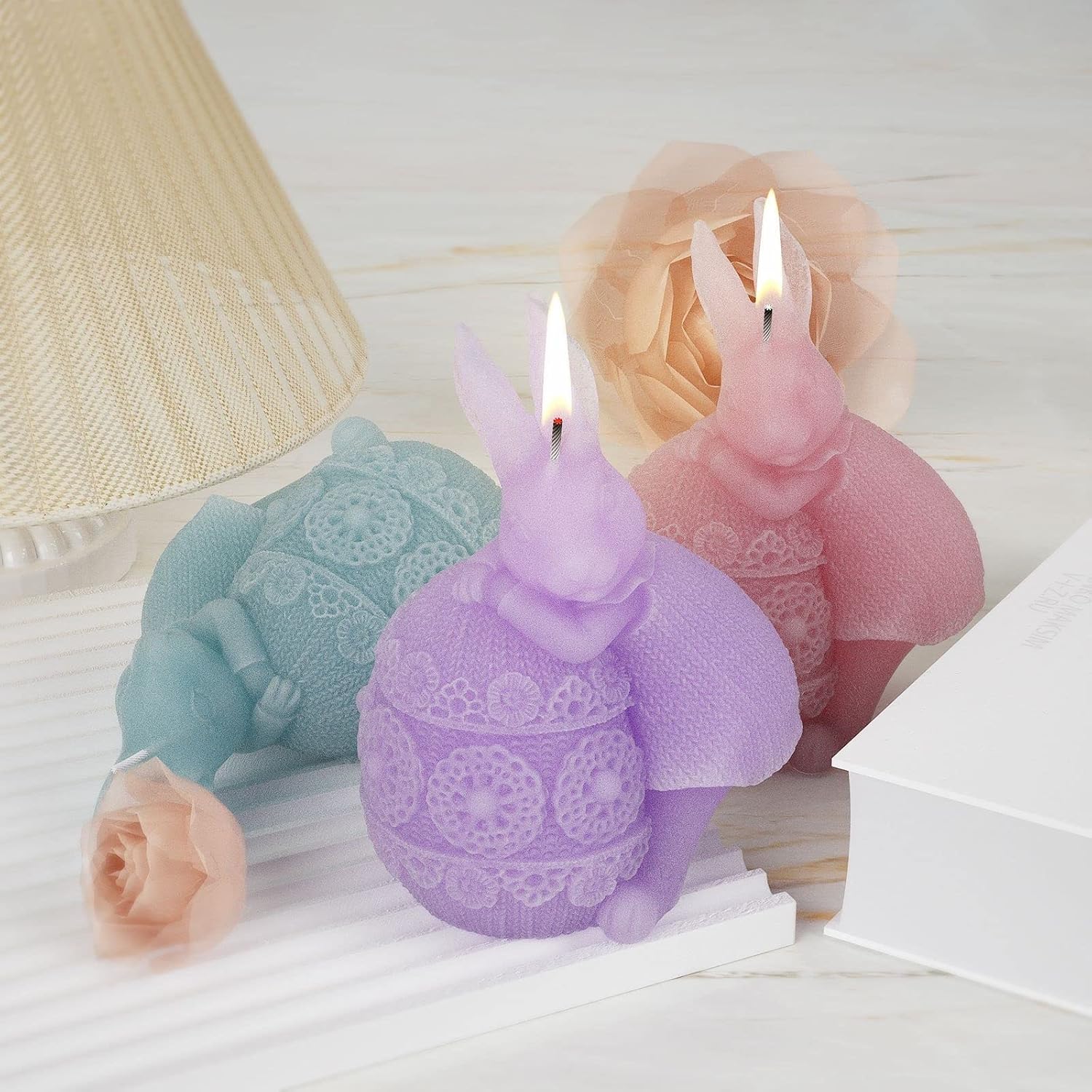 GVMW 2 moldes para velas 3D animales molde antiadherente de resina epoxi fundición de silicona para hacer velas, jabón yeso