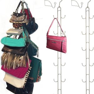 Almacenamiento de bolsas para colgar encima de la puerta duradero, sostiene 50 libras, gira 360 grados para facilitar el acceso para monederos, Almacenamiento de bolsas para colgar encima de la puerta duradero, sostiene 50 libras, gira 360 grados para facilitar el acceso para monederos,