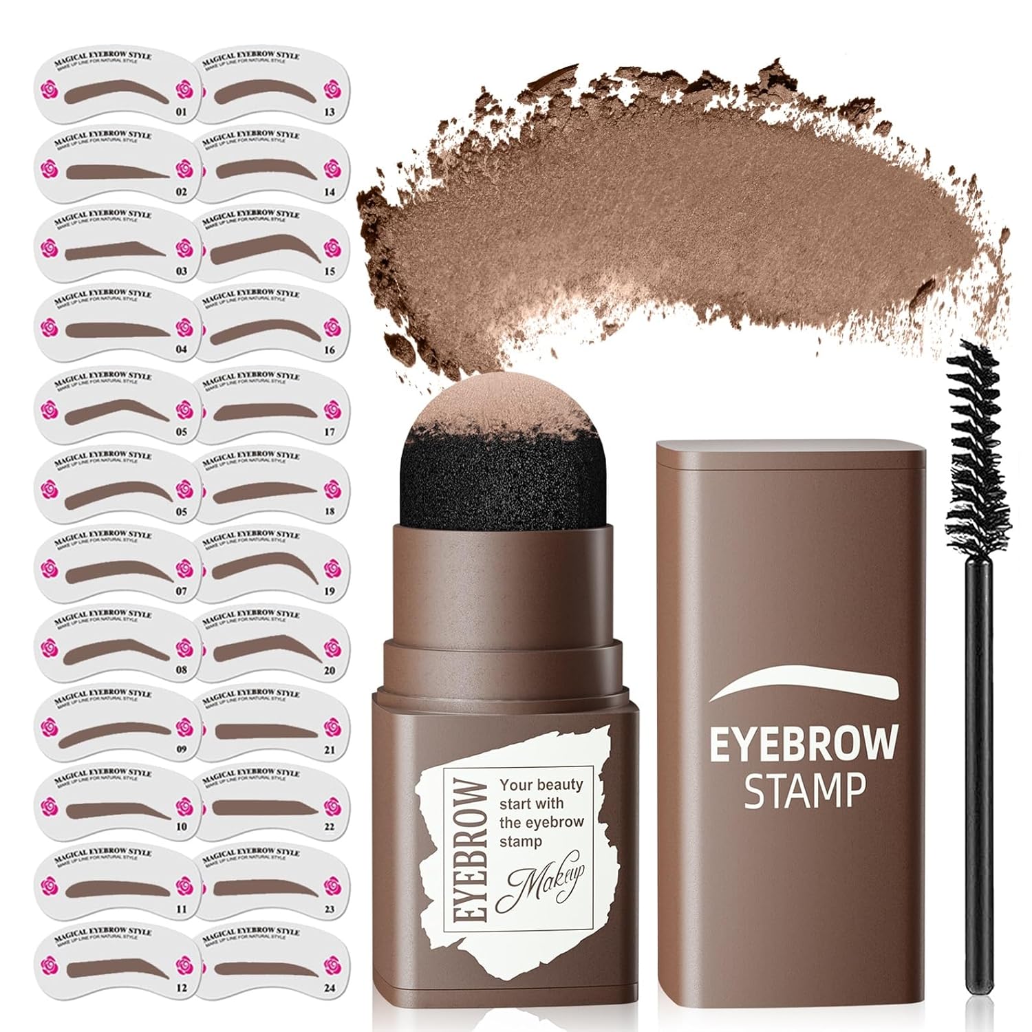 Kit de plantillas para cejas, kit de plantillas para cejas con cepillo para cejas, kit de moldeo de cejas de larga duración, resistente al agua y a