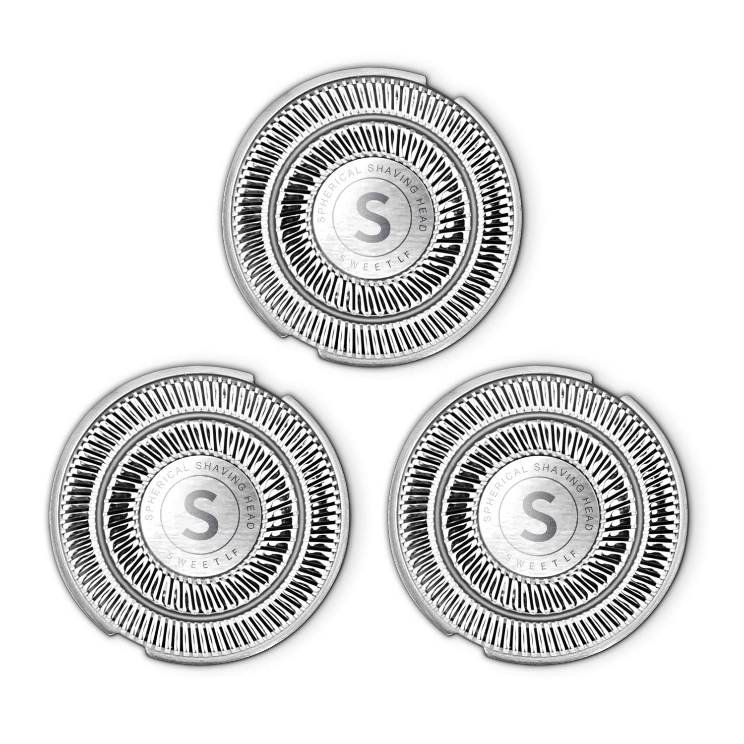 SweetLF 3 piezas de repuesto de cabeza de afeitadora cortadores de cuchilla IPX7 impermeable maquinilla de afeitar eléctrica húmeda y seca 3D para