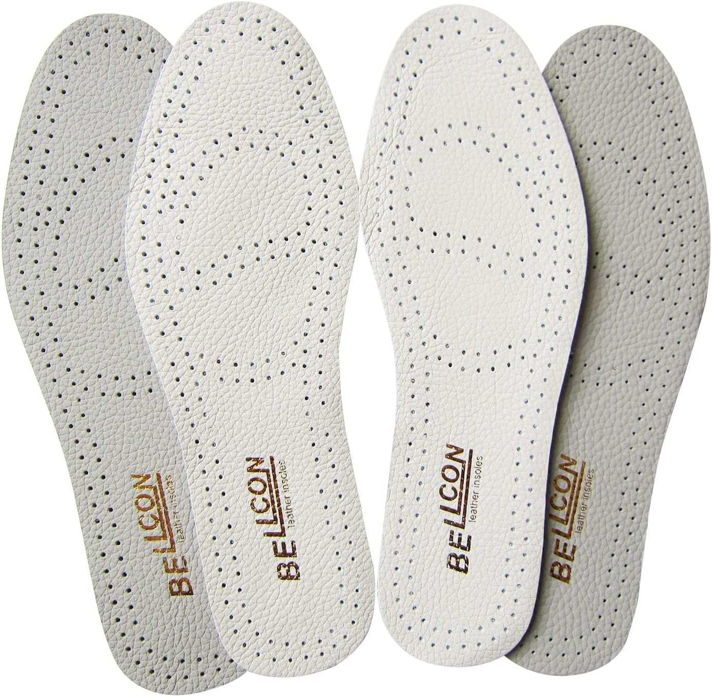 Bellcon – Plantillas de cuero para hombres y mujeres, plantillas de cuero blanco y beige para adultos, insertos de zapatos de longitud completa para