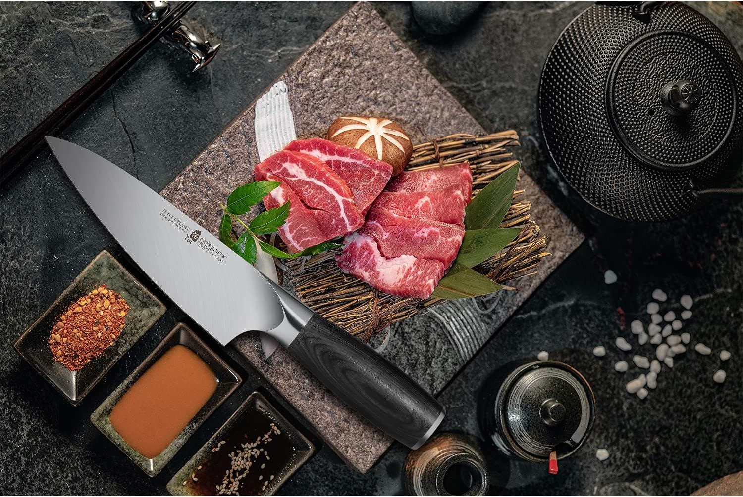 TUO Cuchillo de chef de 6 pulgadas, cuchillo de cocina Gyuto, acero inoxidable alemán de alto carbono, cómodo mango de madera de Pakkawood, espiga