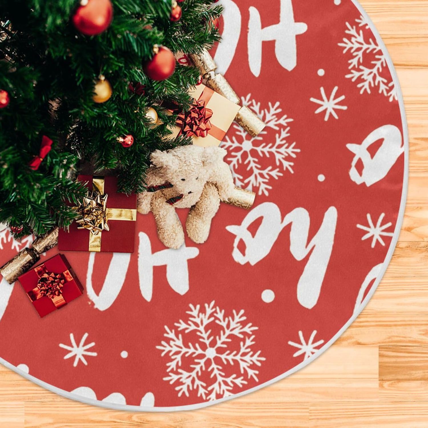 Hohoho – Falda de árbol de Navidad de Papá Noel, falda suave para árbol de Navidad, 35.4 pulgadas, decoración del hogar