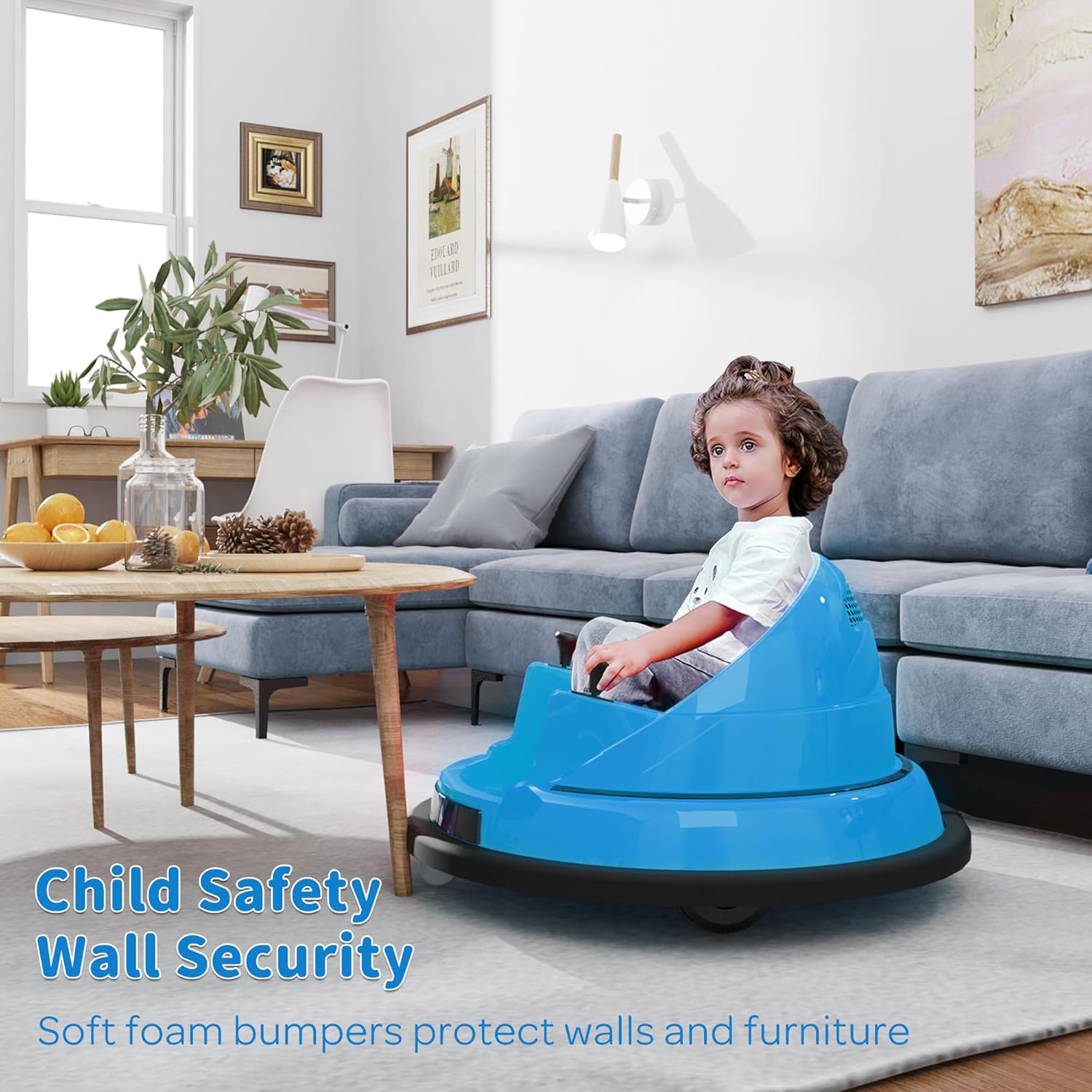 ROOMTEC Auto parachoques para niños pequeños de 1 a 3 años, auto parachoques de 12 V con control remoto, certificado de seguridad, luces
