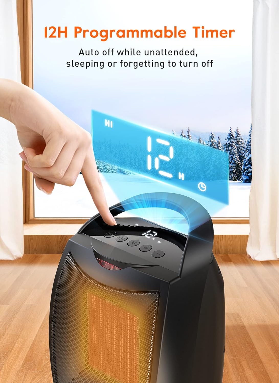 GiveBest Calentador eléctrico portátil, 1500 W750 W, con certificación ETL, calentador de espacio con temporizador, 4 modos, protección contra